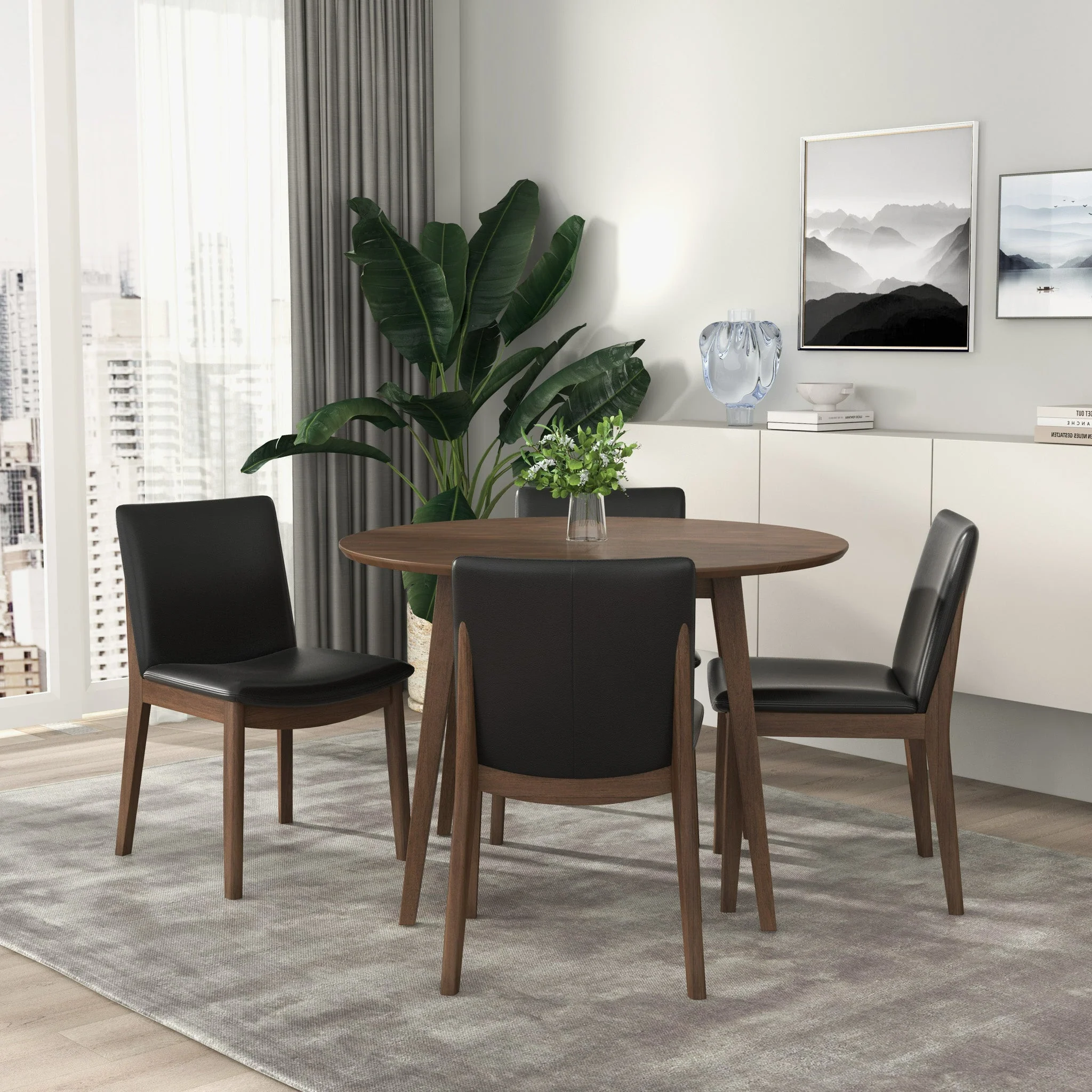 Laura Black PU Solid Wood Dining Chair (Set Of 2) - Image 4