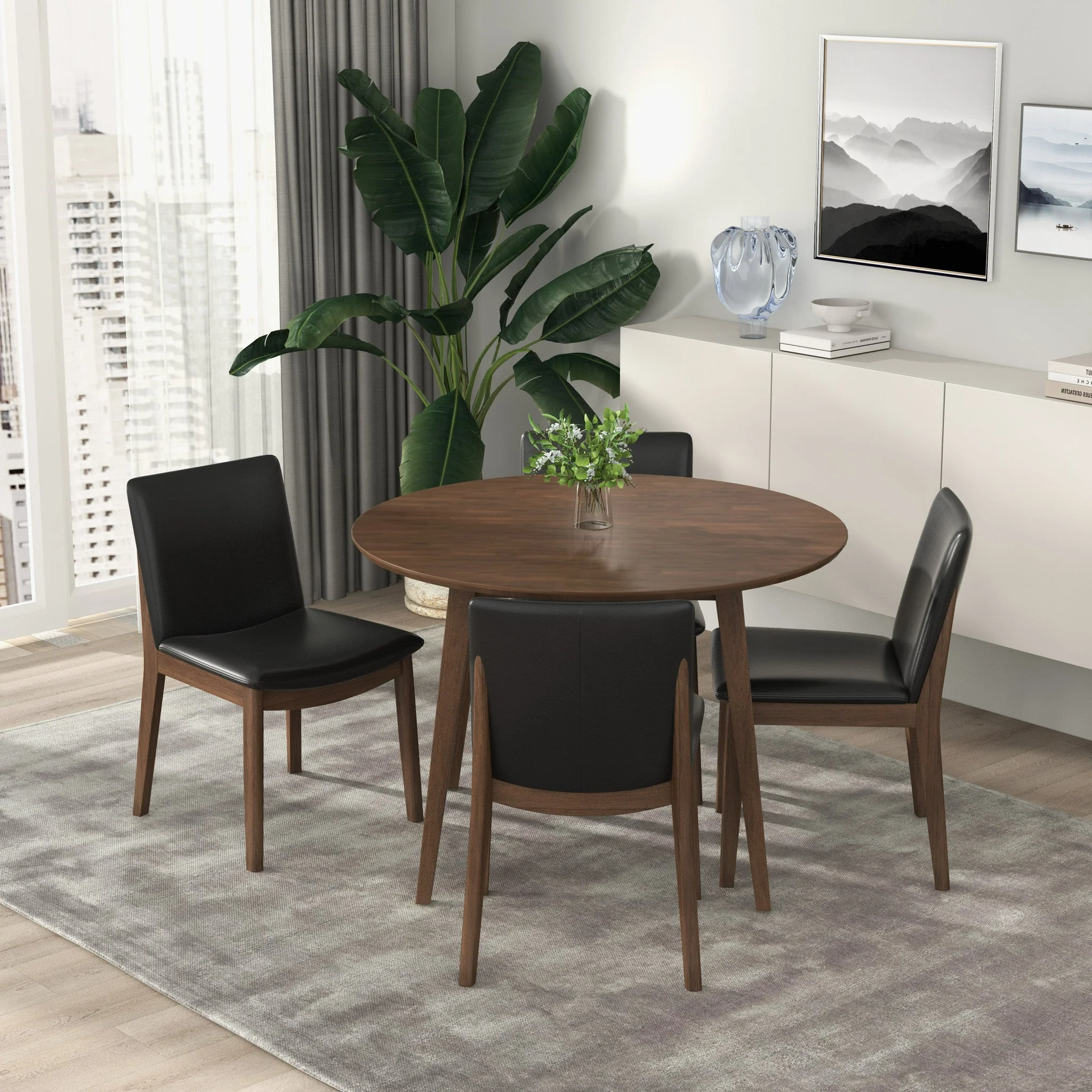Laura Black PU Solid Wood Dining Chair (Set Of 2) - Image 5