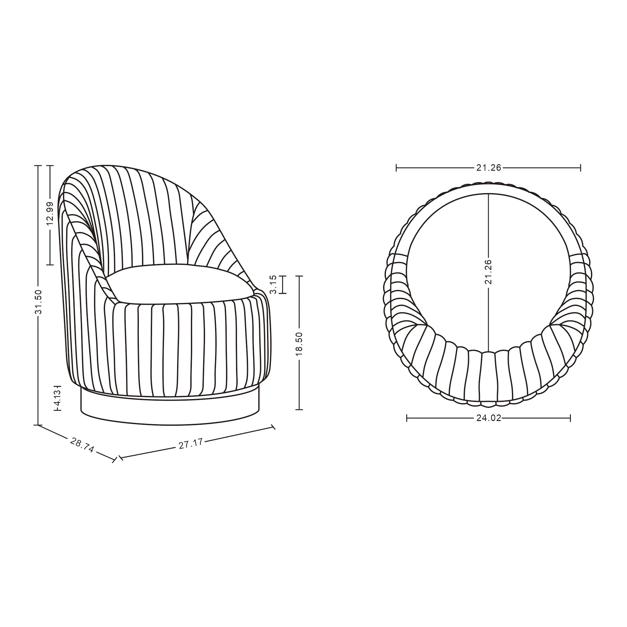 Leela Swivel Accent Chair in Cream - Image 3