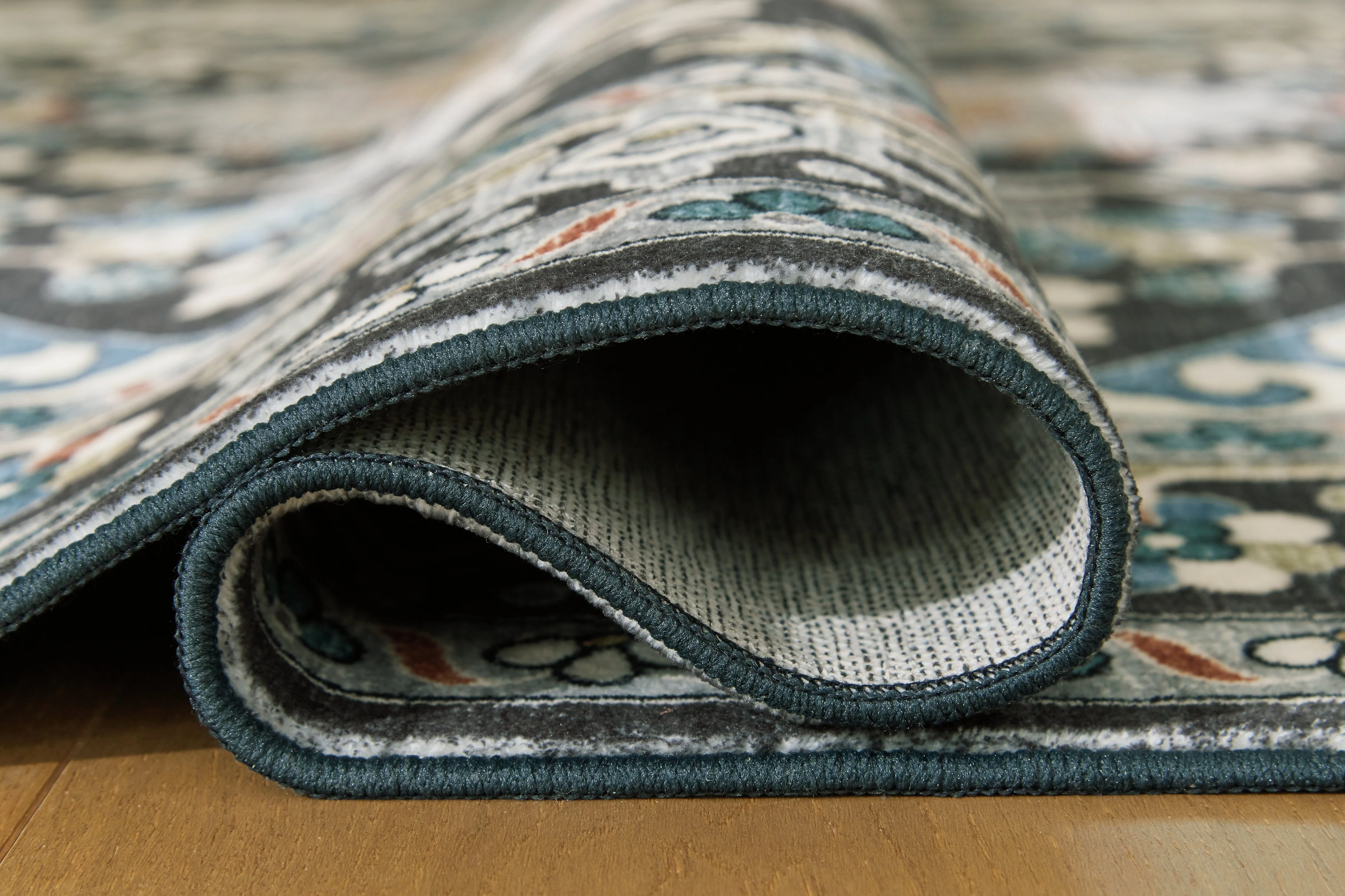 Leningston Black/Cream/Blue Washable Medium Rug - Image 4