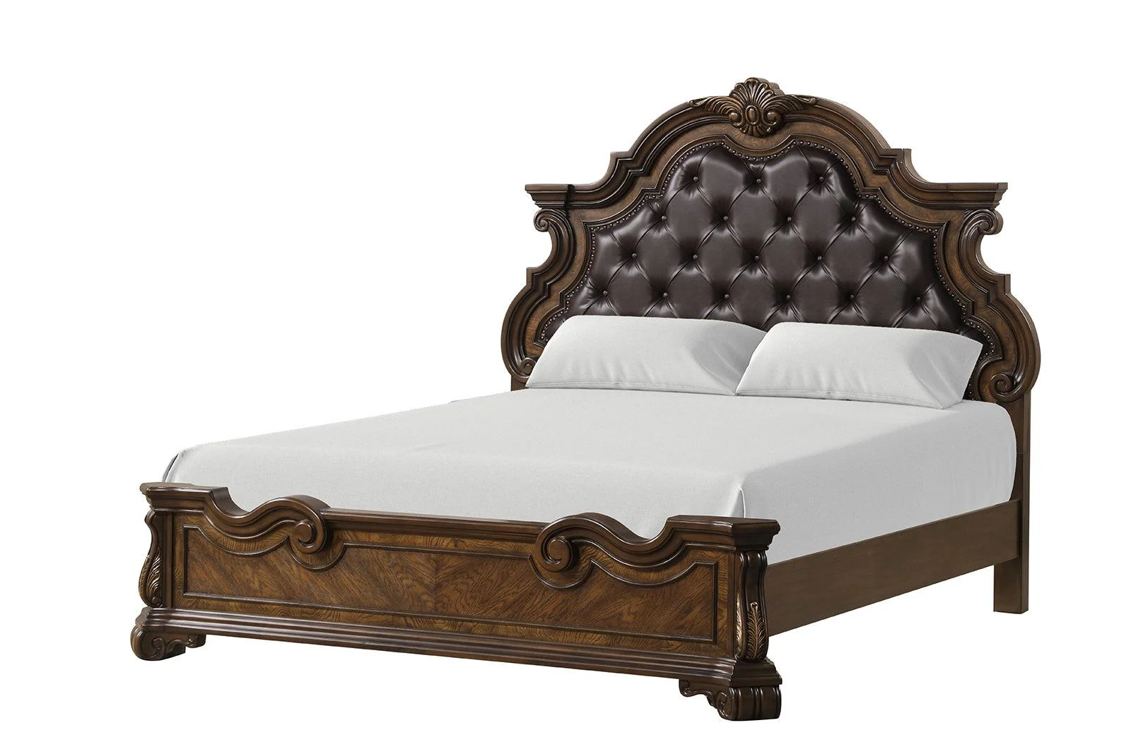 Leovanni Dark Brown Bombay Tufted King Bed - Image 2