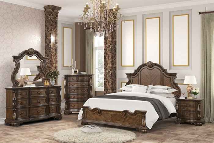 Leovanni Traditional Dark Brown 4-Piece Queen Bedroom Set