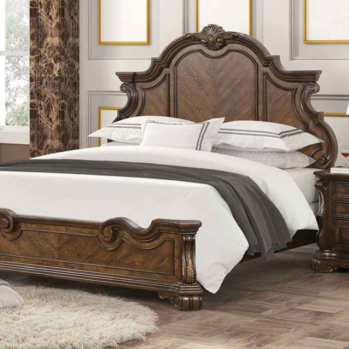 Leovanni Traditional Dark Brown 4-Piece Queen Bedroom Set - Image 3