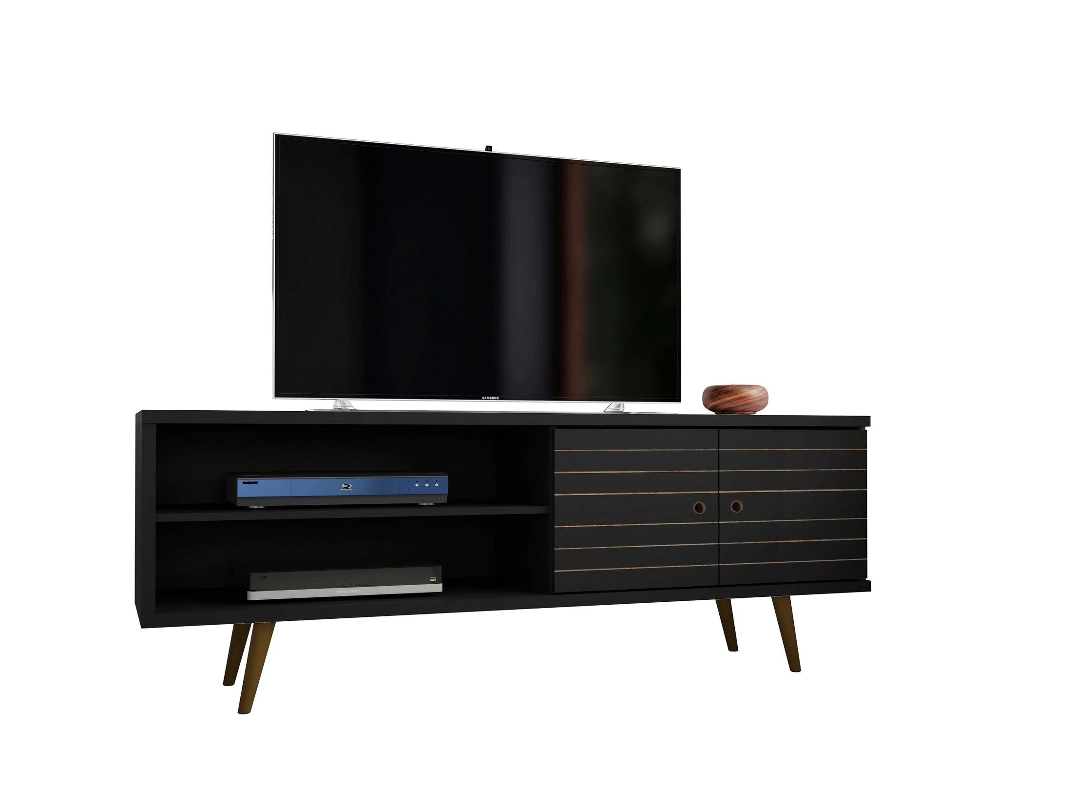Liberty 62.99" Mid-Century Modern TV Stand in Black