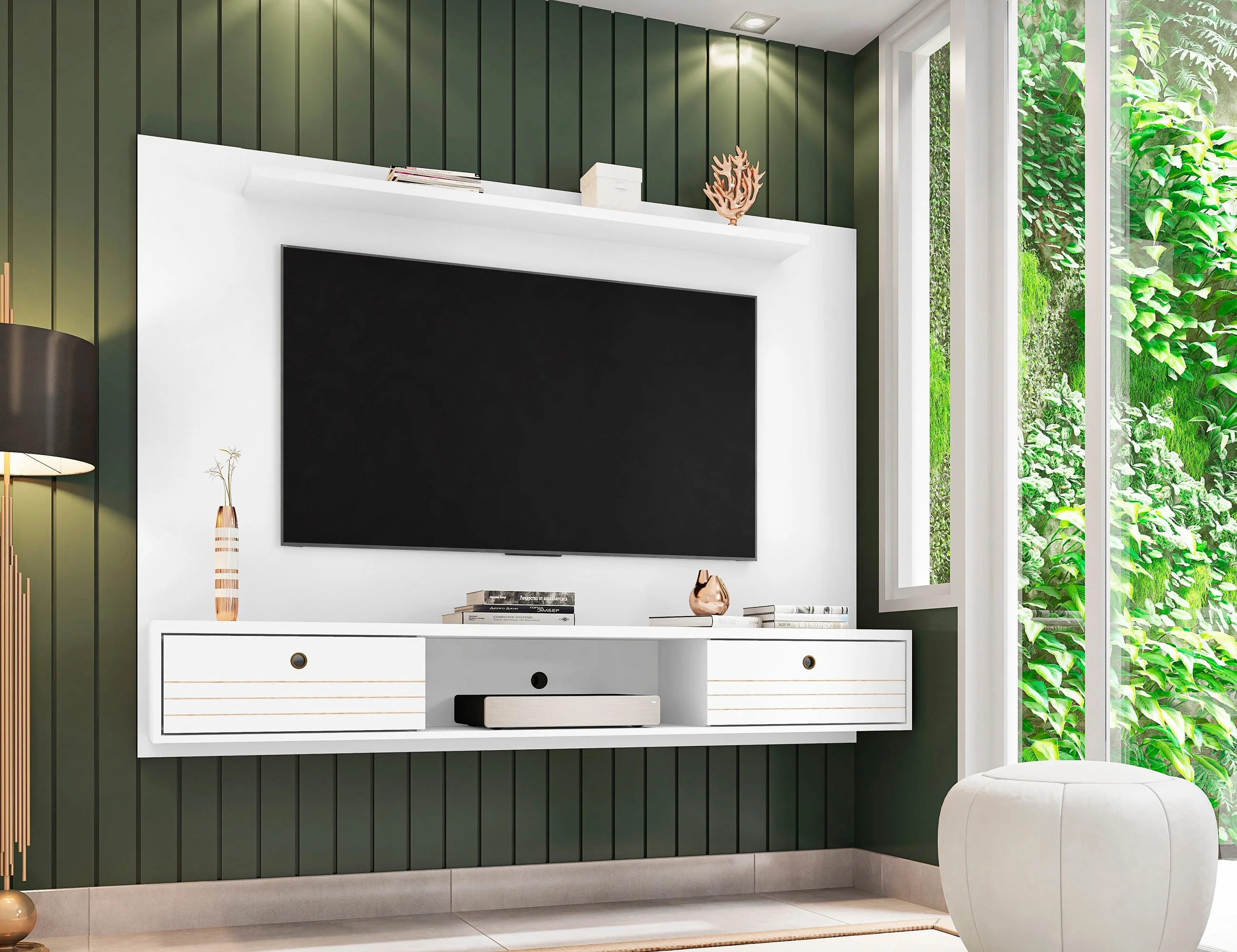 Liberty 70.86 Floating Entertainment Center in White - Image 2