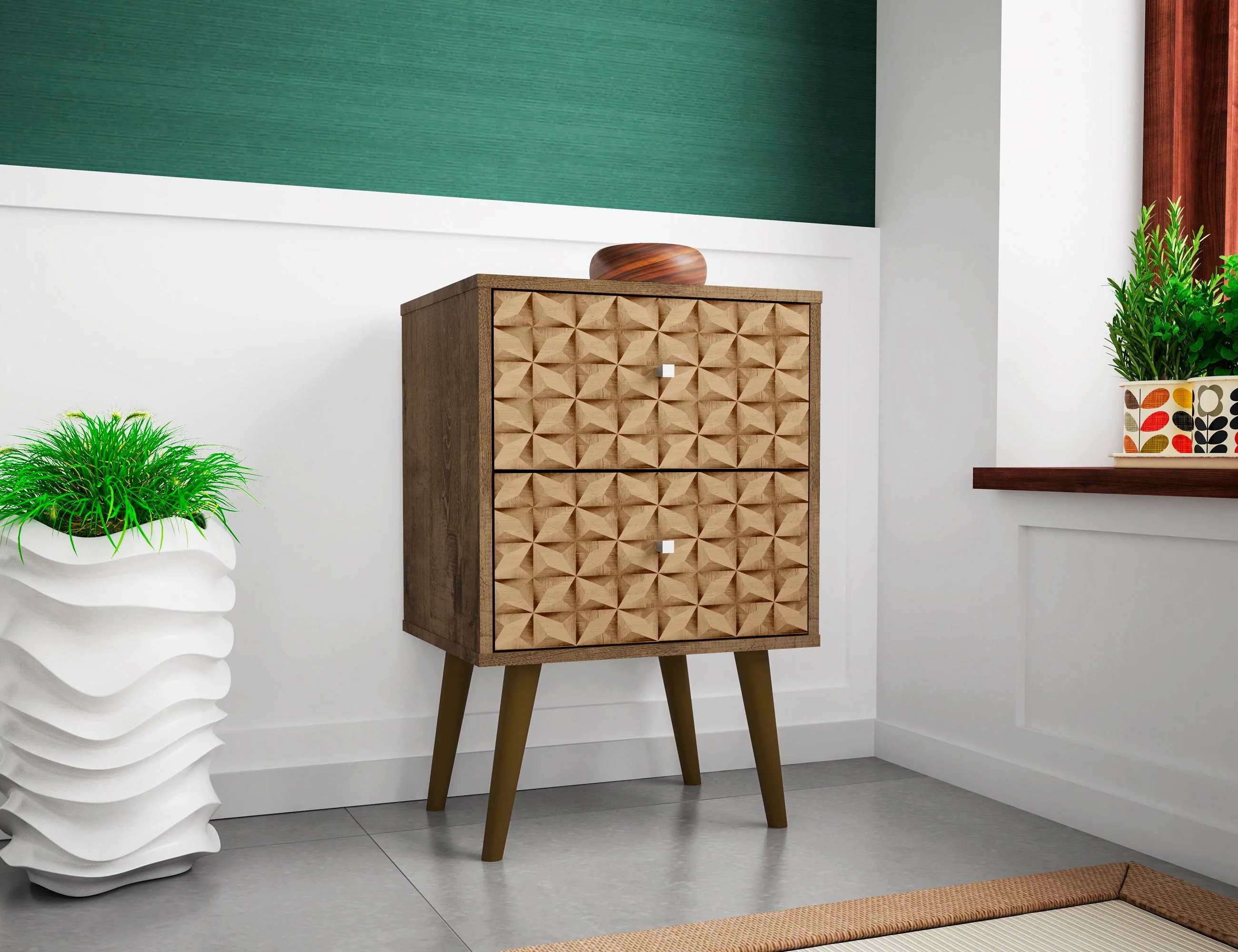 Liberty Nightstand 2.0 in Rustic Brown and 3D Brown Prints - Image 2