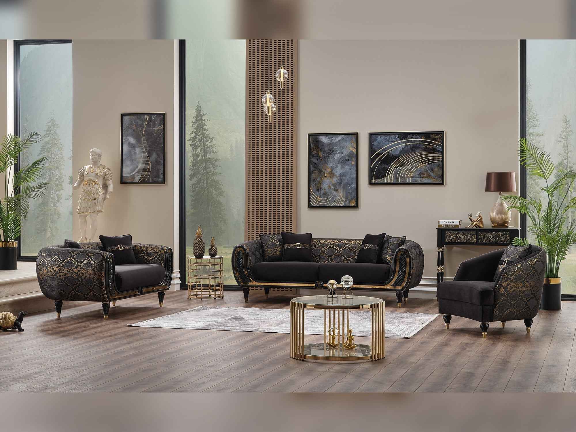 Lima Black 3-pieces (Sofa & Loveseat & Chair) Living Room Set