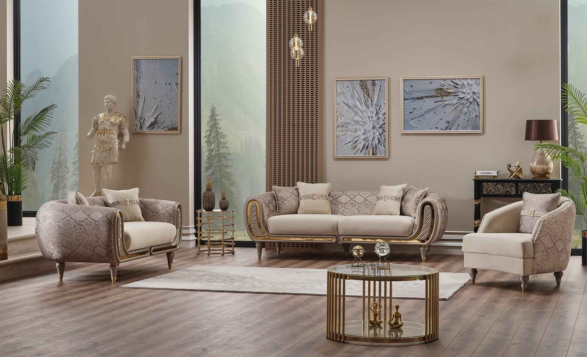 Lima Cream 3-pieces (Sofa & Loveseat & Chair) Living Room Set