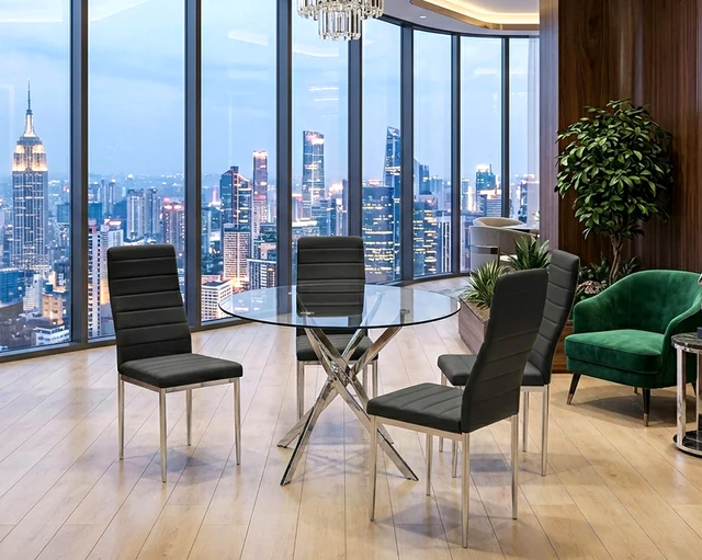Linea Black 5-Piece Dining Room Set