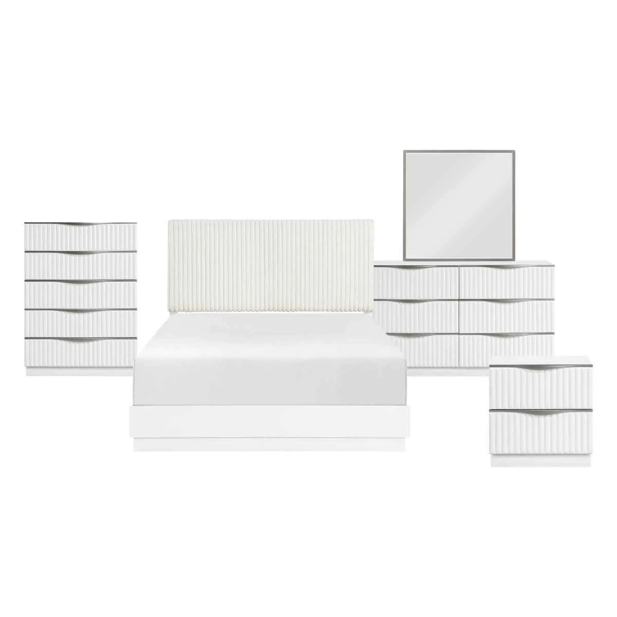 Linea Pearl White Panel Bedroom Set - Image 2