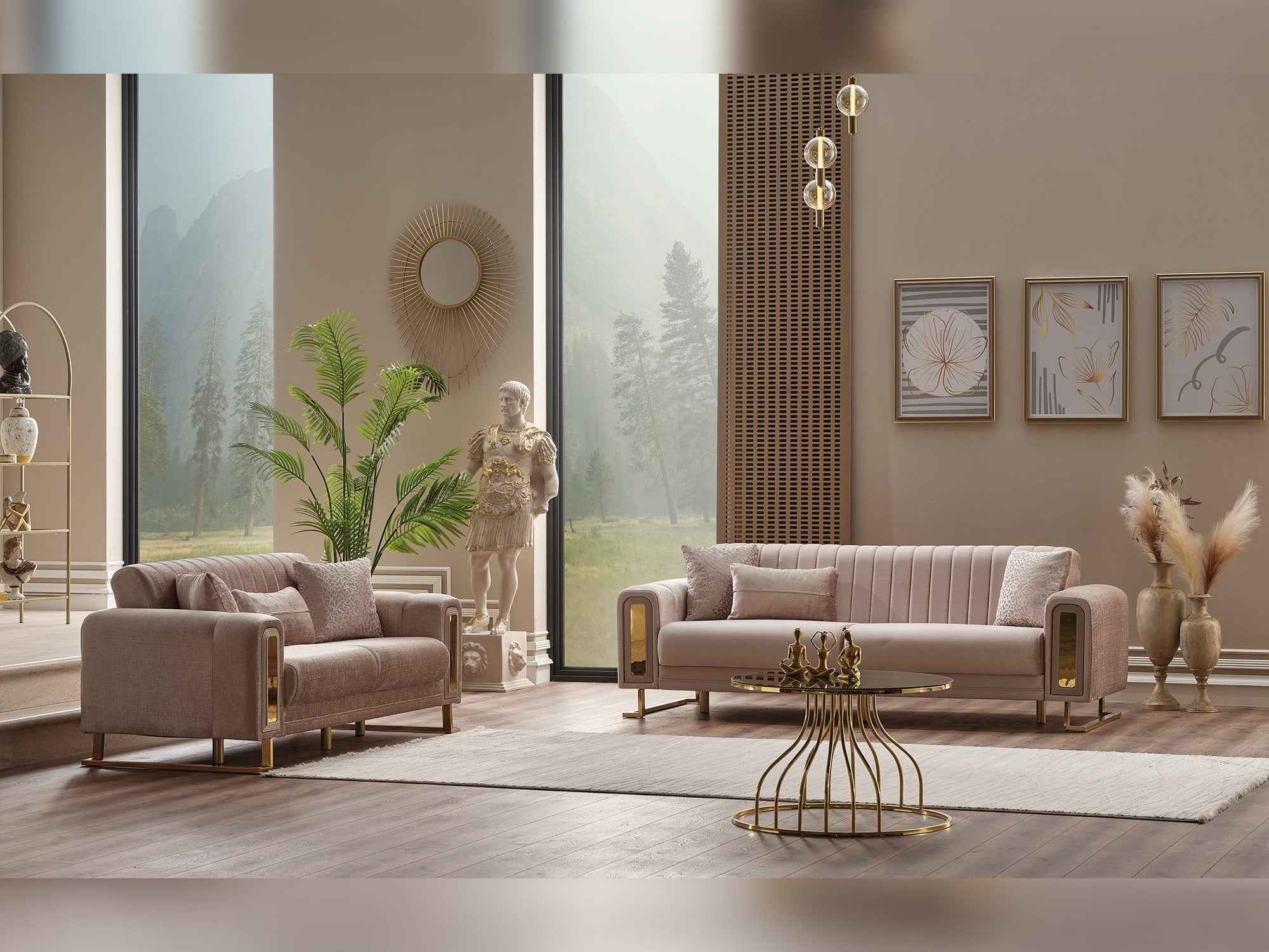 Lotus Cream Convertible Loveseat - Image 3