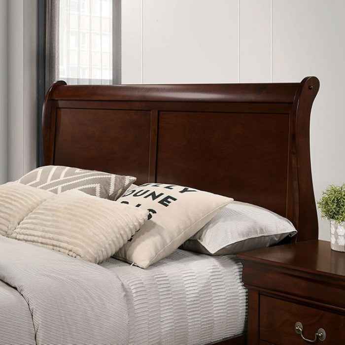 Louis Philippe Dark Cherry 4-Piece Queen Bedroom Set - Image 4