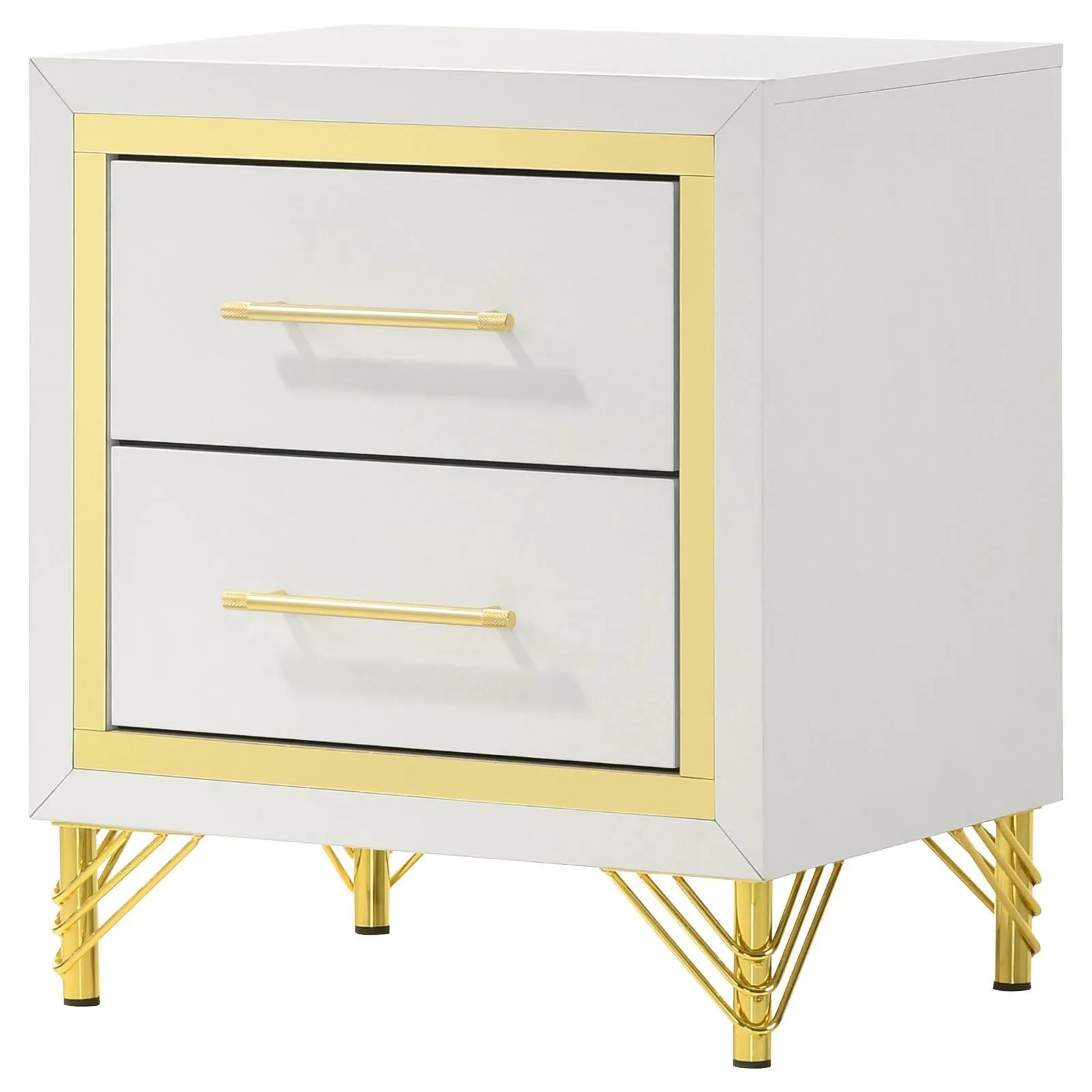 Lucia White 2-drawer Nightstand Bedside Table - Image 3