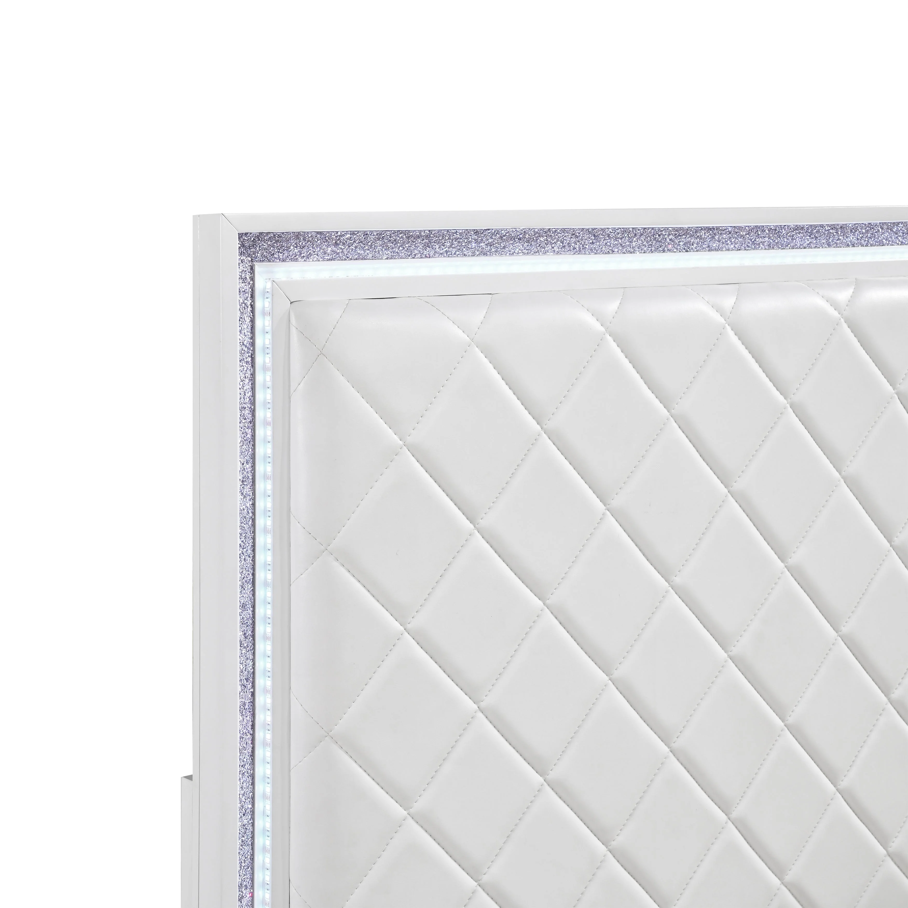 Lumin Pearl White LED Panel King Bed - Image 12