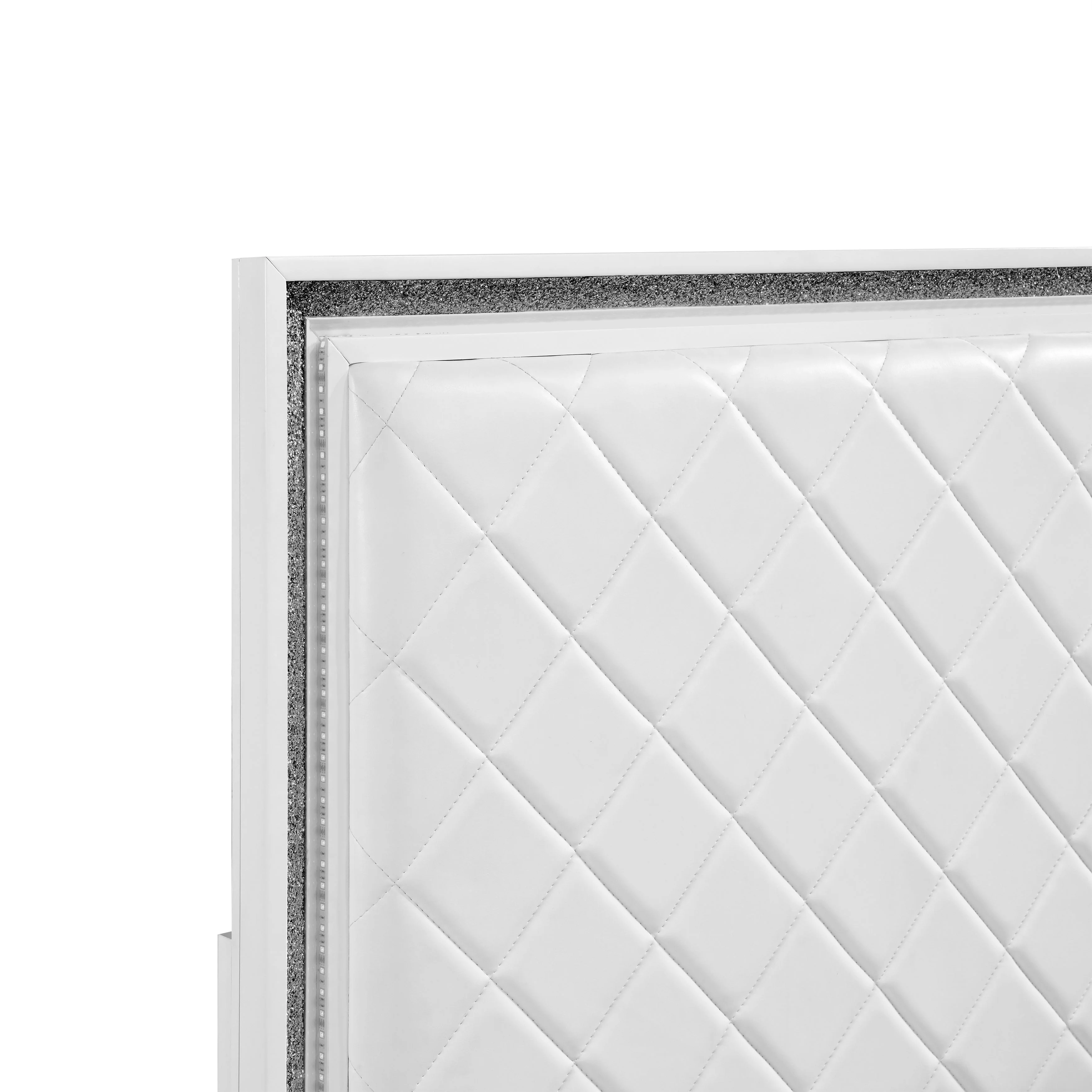 Lumin Pearl White LED Panel King Bed - Image 13