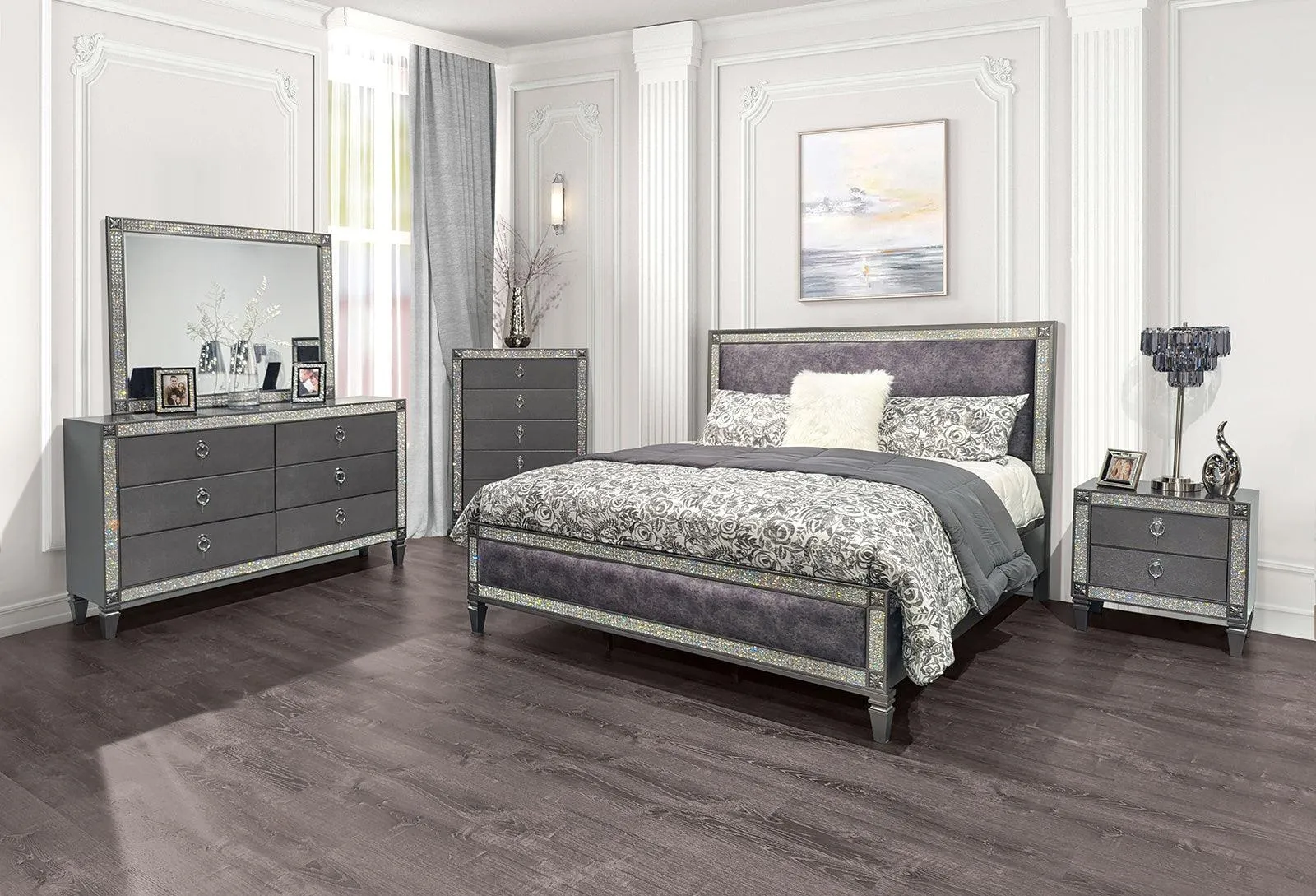 Lyanne Gray Upholstered Queen Bed - Image 2