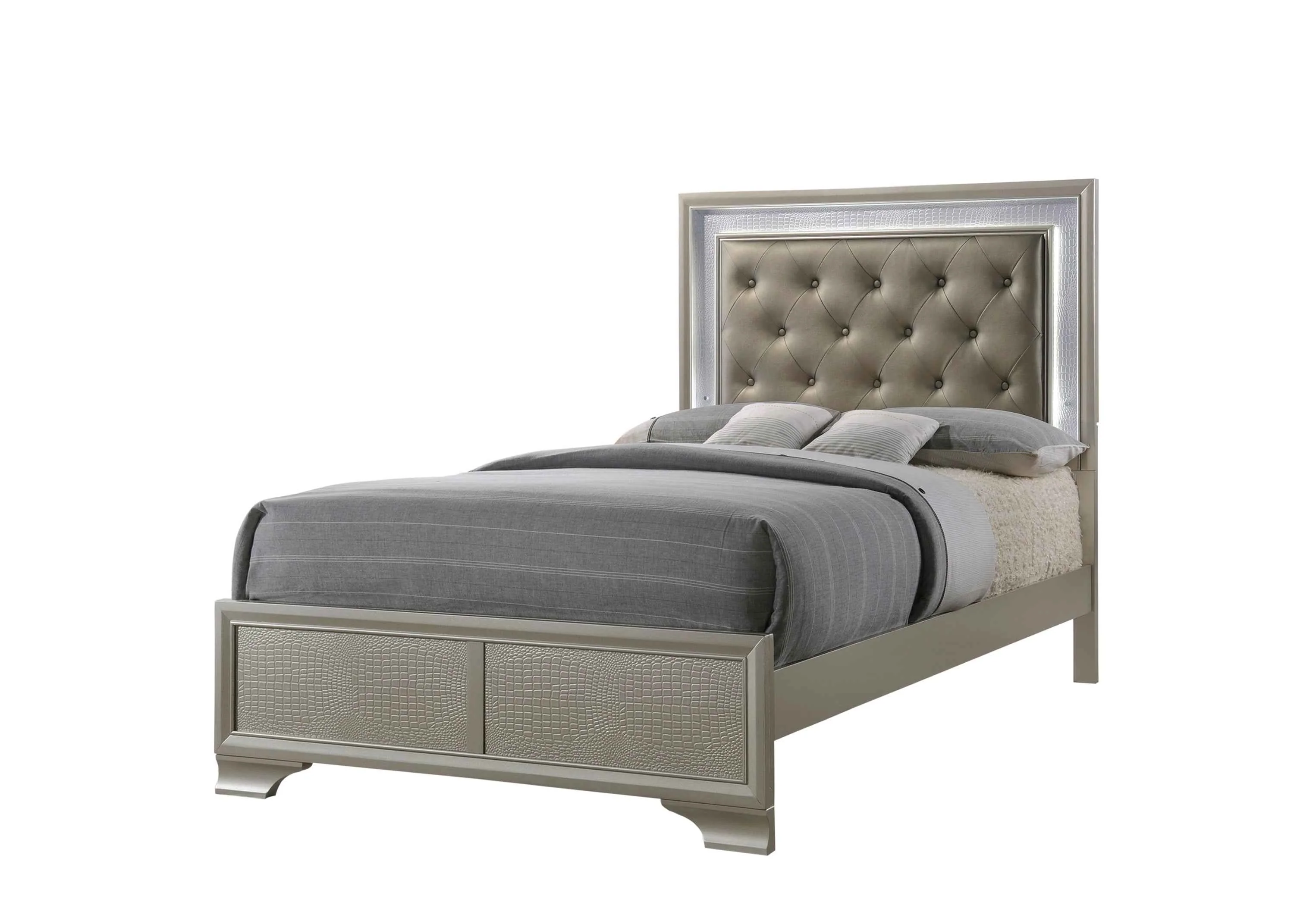 Lyssa Champagne LED Upholstered Panel Youth Bedroom Set - Image 2