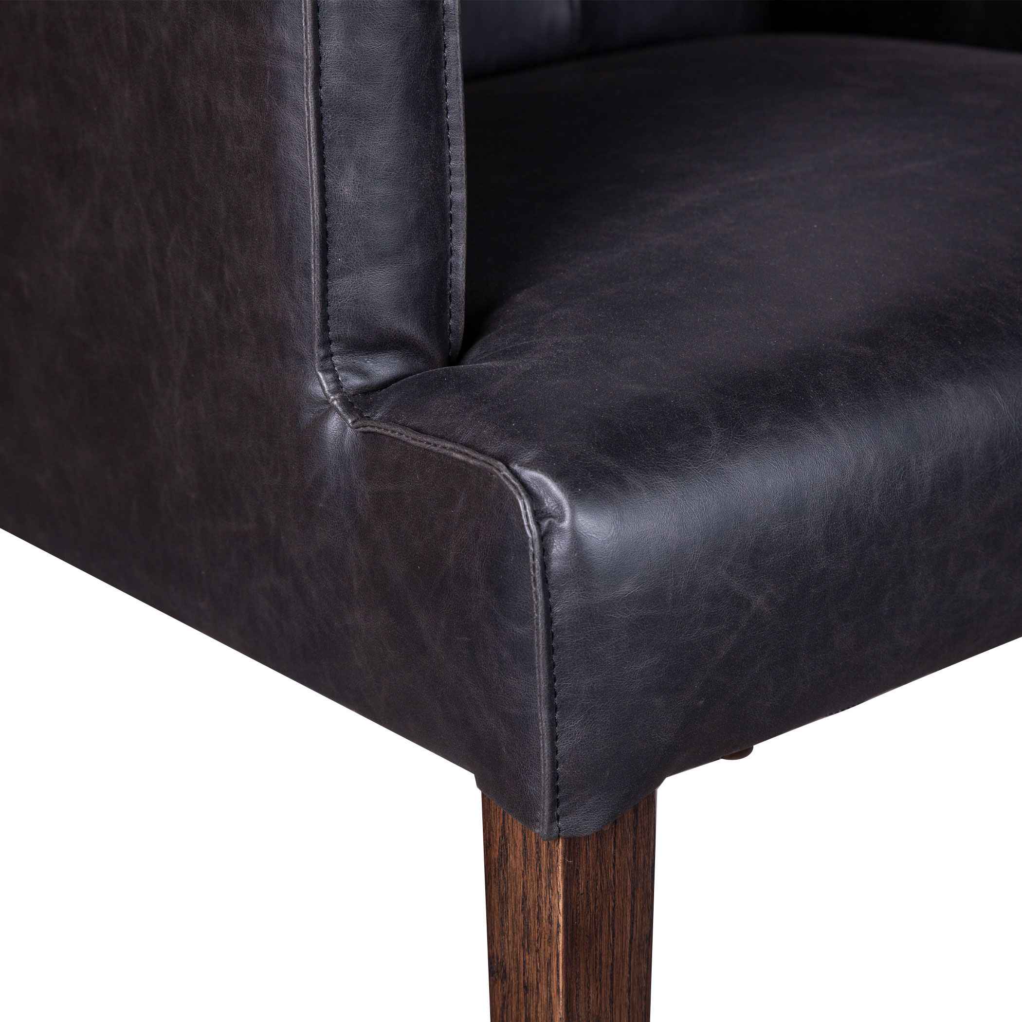 Madison 24" Dining Armchair in Black Eco Leather with Dark Legs - Image 4