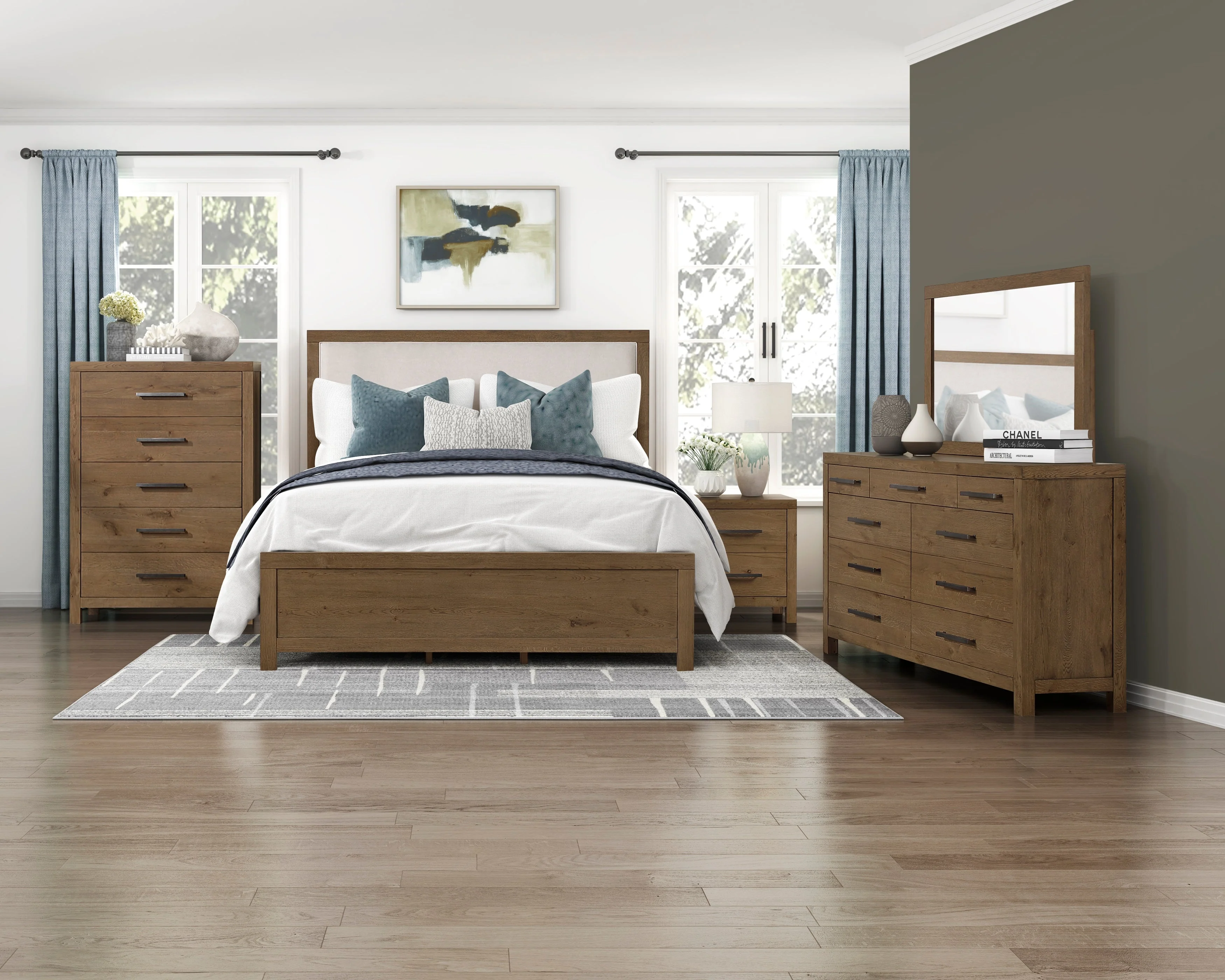 Matisse Brown Panel Upholstered Bedroom Set
