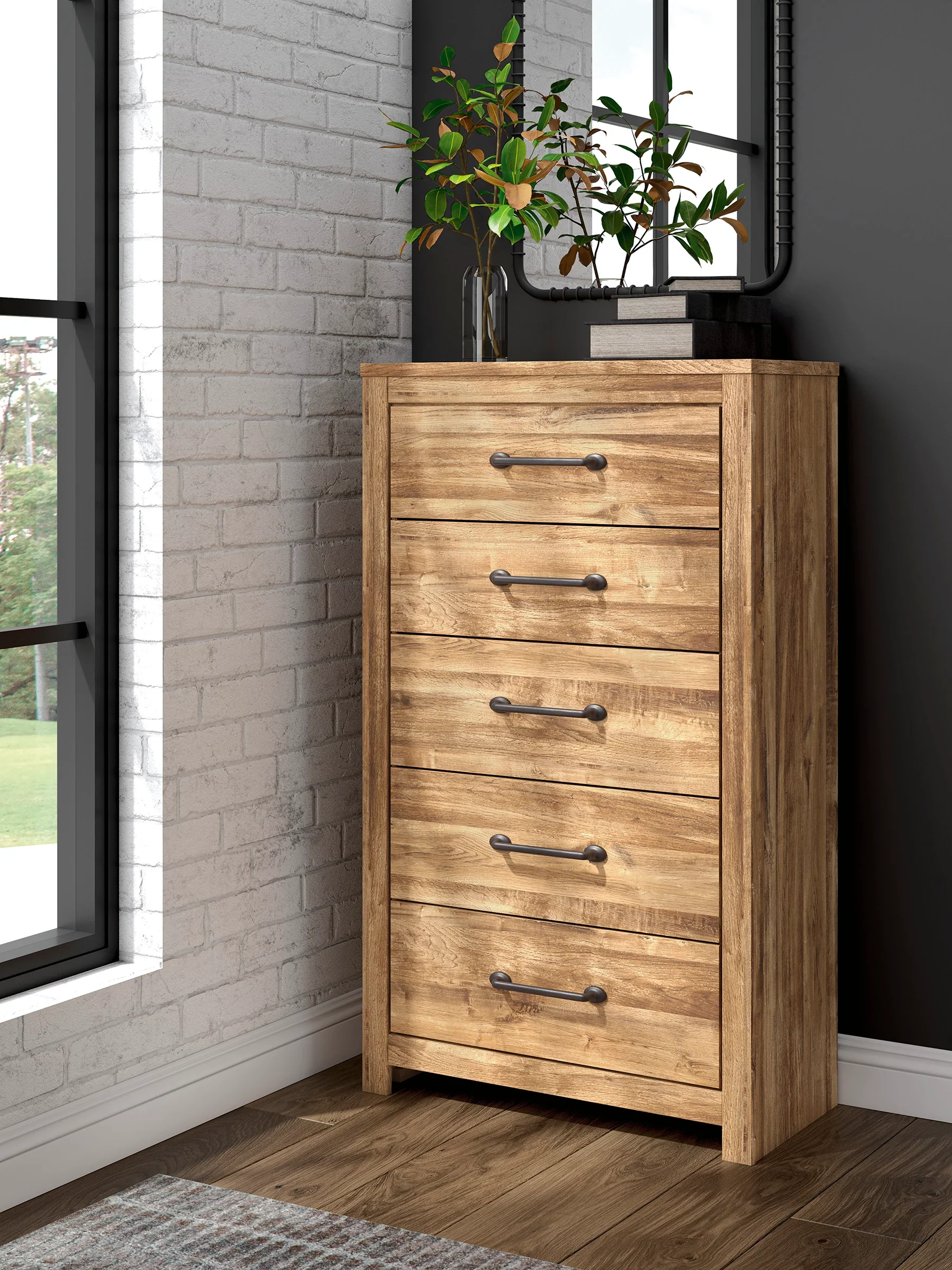 Maystonna Brown Five Drawer Chest