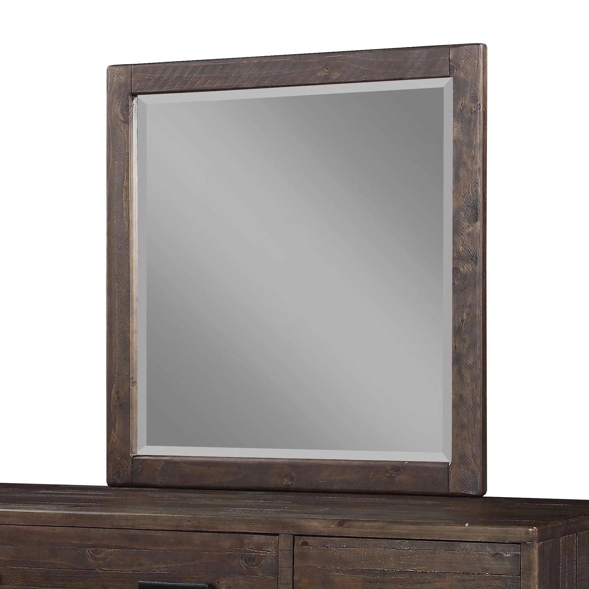 McKinney Solid Wood Beveled Glass Mirror in Espresso Pine - Image 3