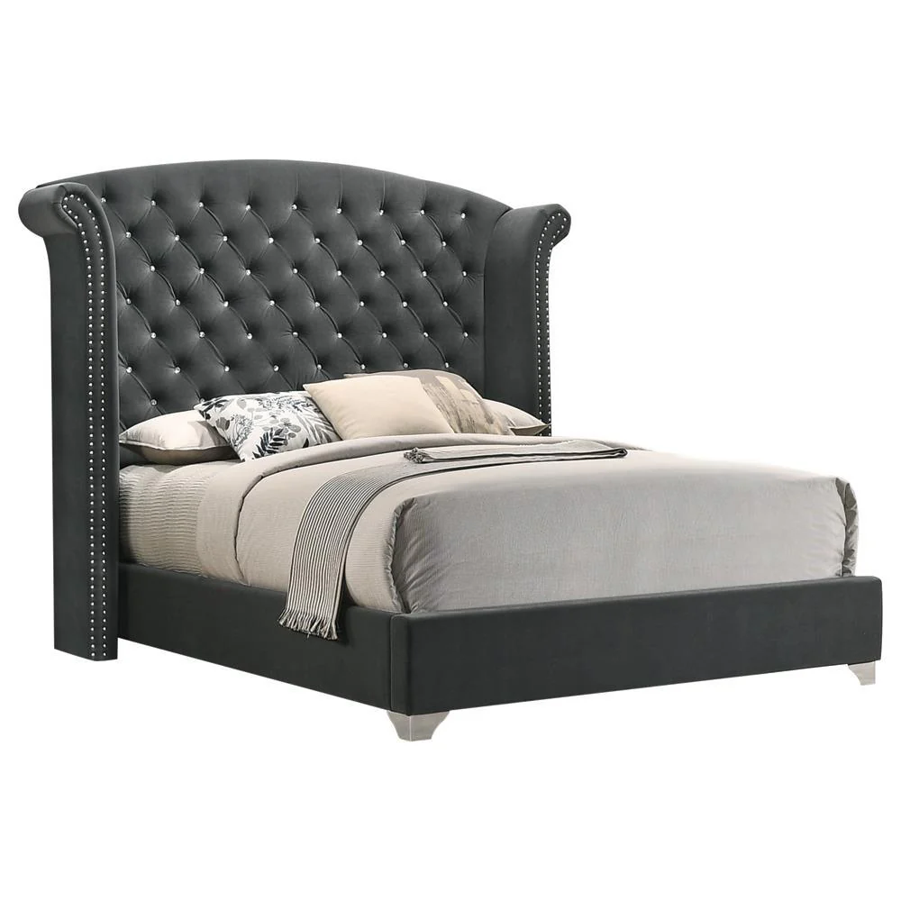 Melody Gray Eastern King Wingback Upholstered Bed - Image 2