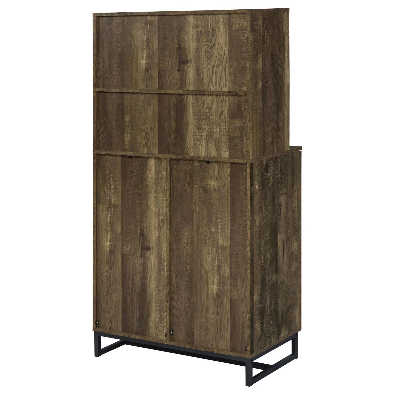 Mendoza Rustic Oak Herringbone/Gunmetal 2-Door Wine Cabinet - Image 9