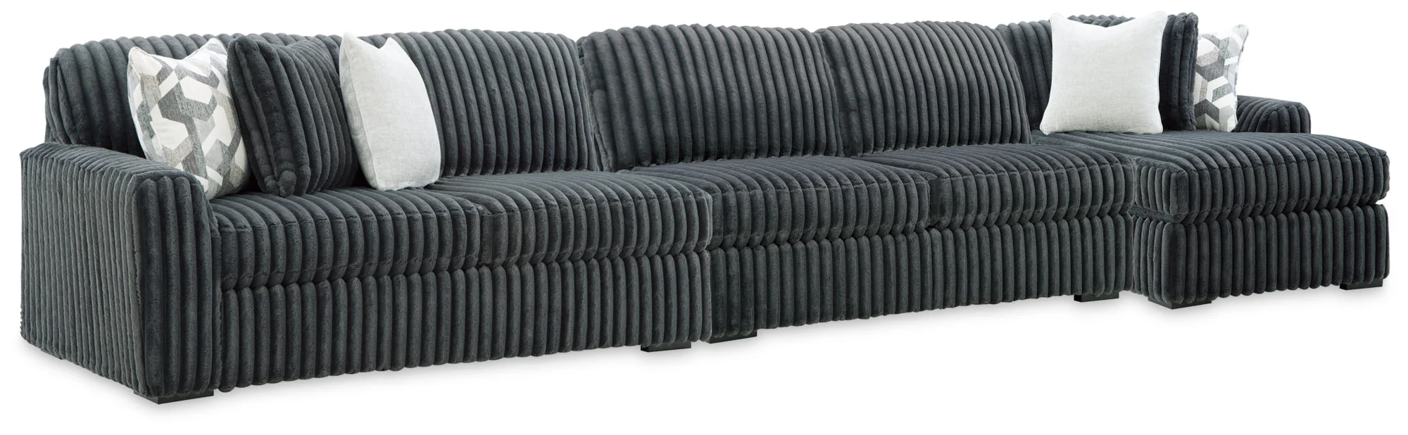 Midnight-Madness Gunmetal 3-Piece Sectional with RAF Chaise