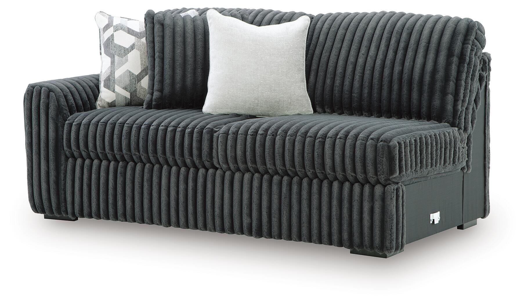 Midnight-Madness Gunmetal 3-Piece Sectional with RAF Chaise - Image 15