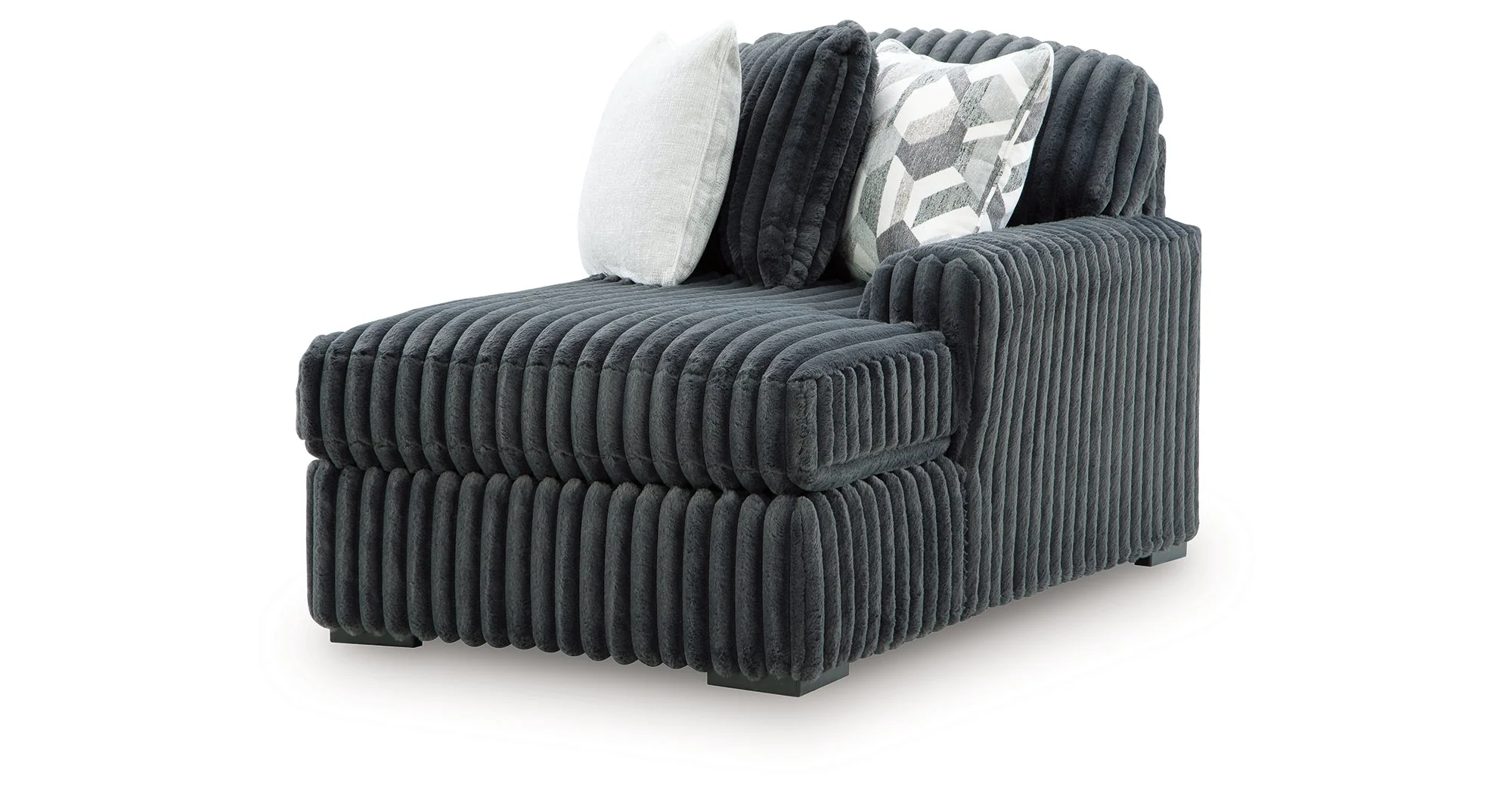 Midnight-Madness Gunmetal 3-Piece Sectional with RAF Chaise - Image 2