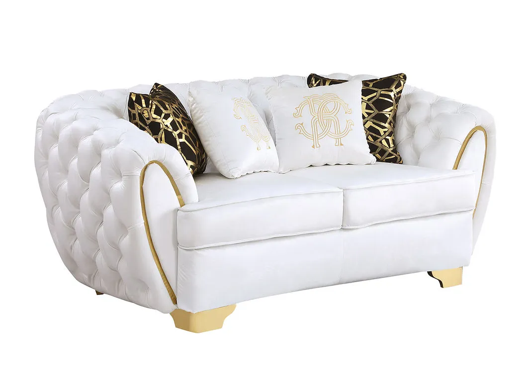 Mila White Sofa Loveseat - Image 3