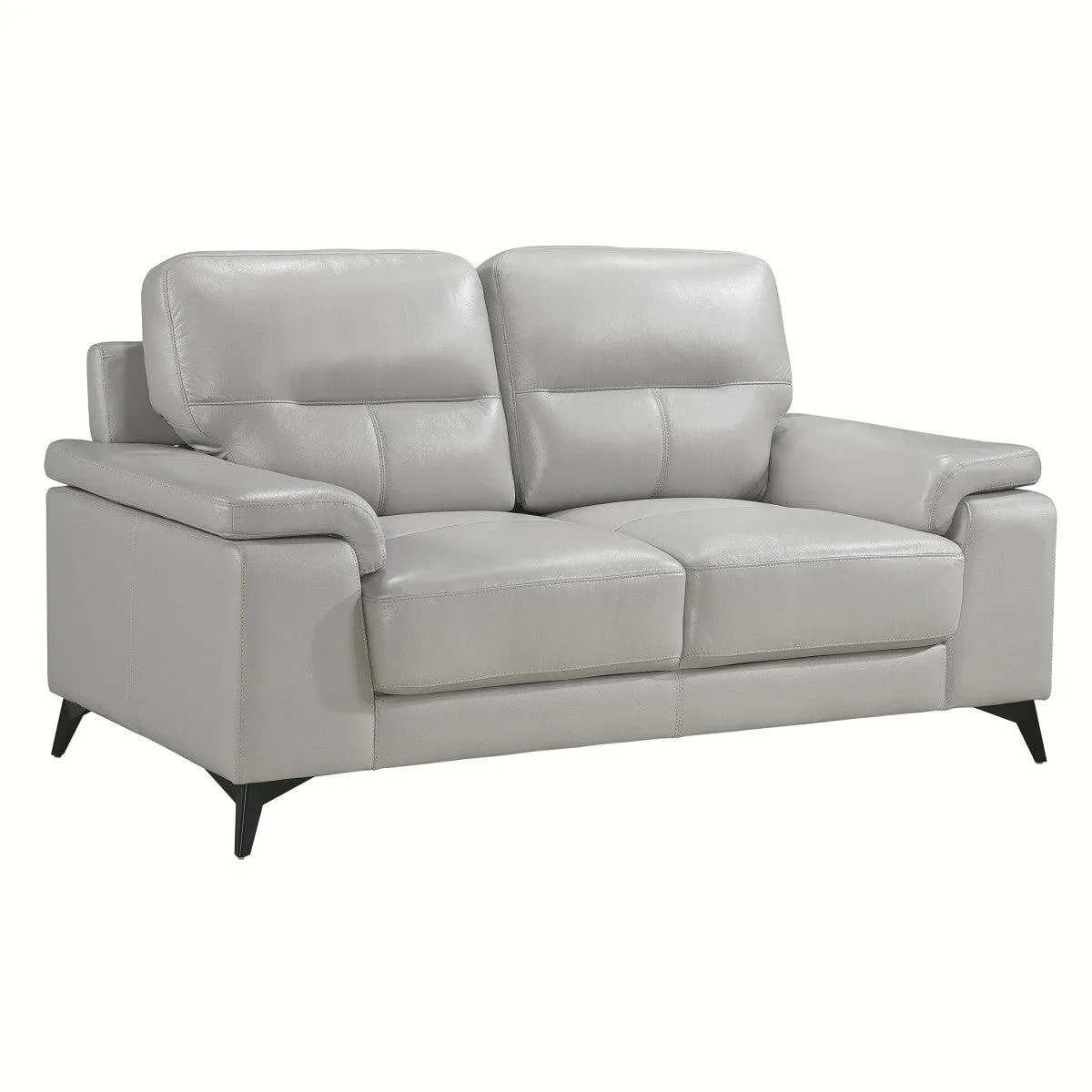 Mischa Silver Grain Top Grain Leather Loveseat - Image 3
