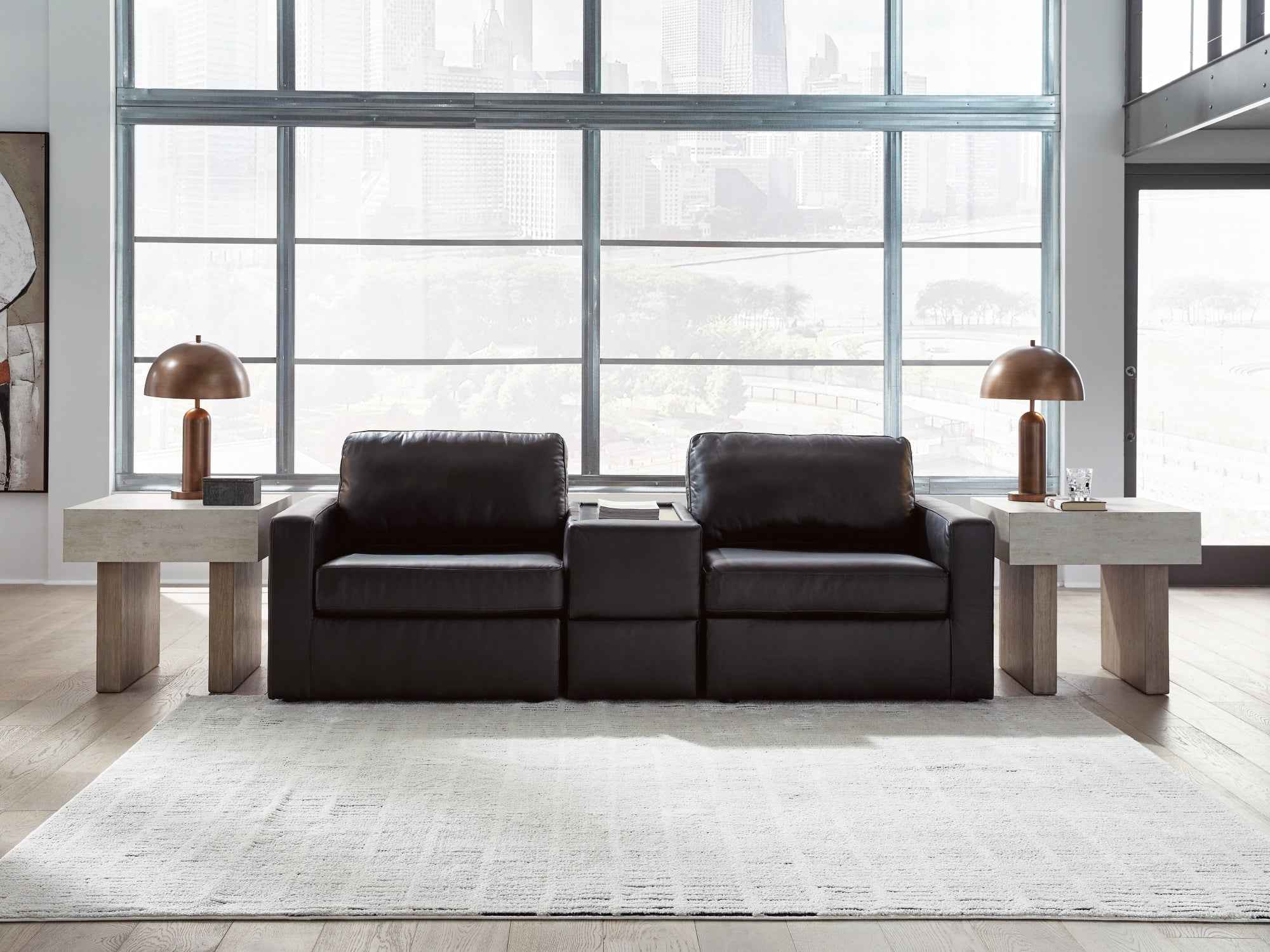 ModMax II Black 3-Piece Sectional Sofa with Storage Console