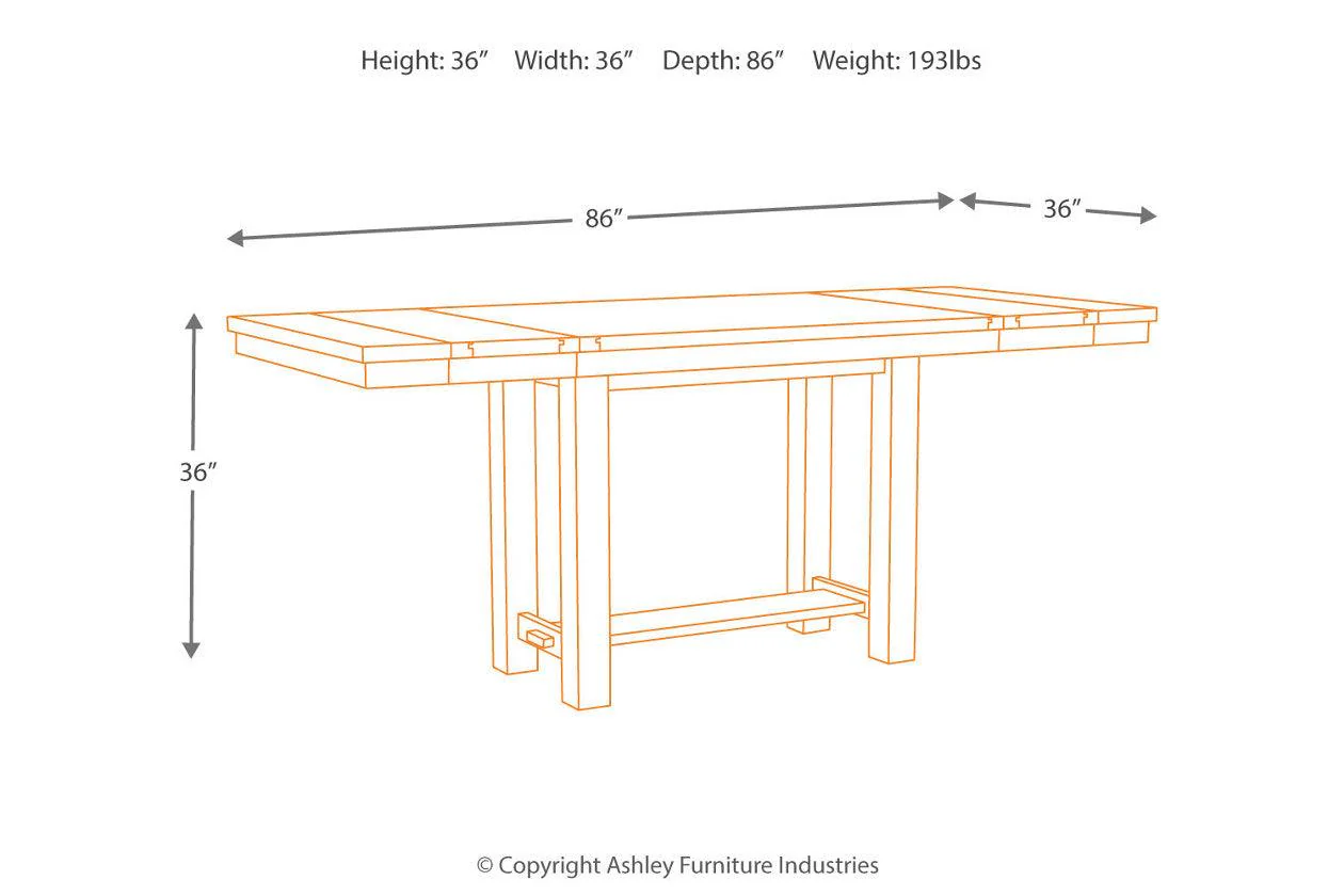 Moriville Grayish Brown Counter Height Dining Extension Table - Image 6