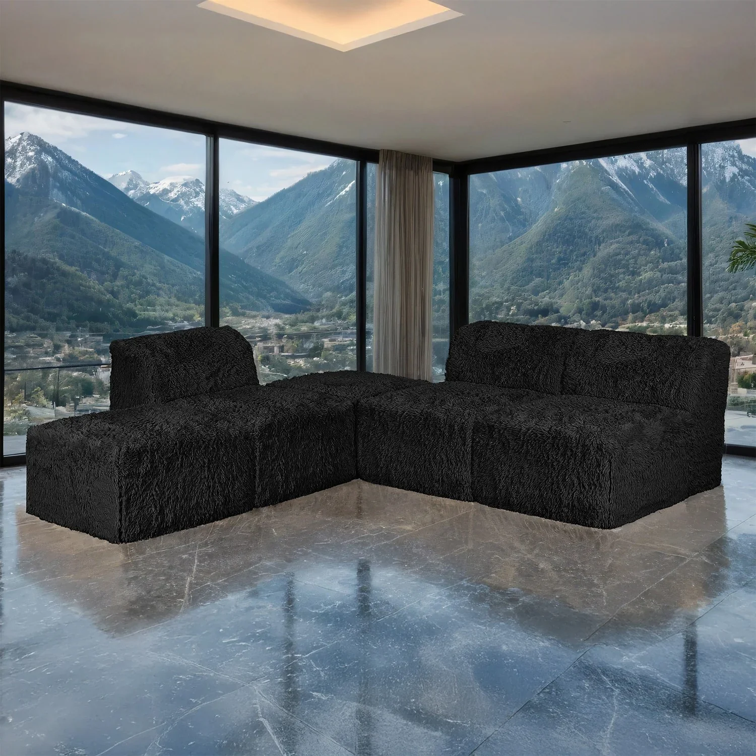 Nappi Black Compressed Foam Sectional