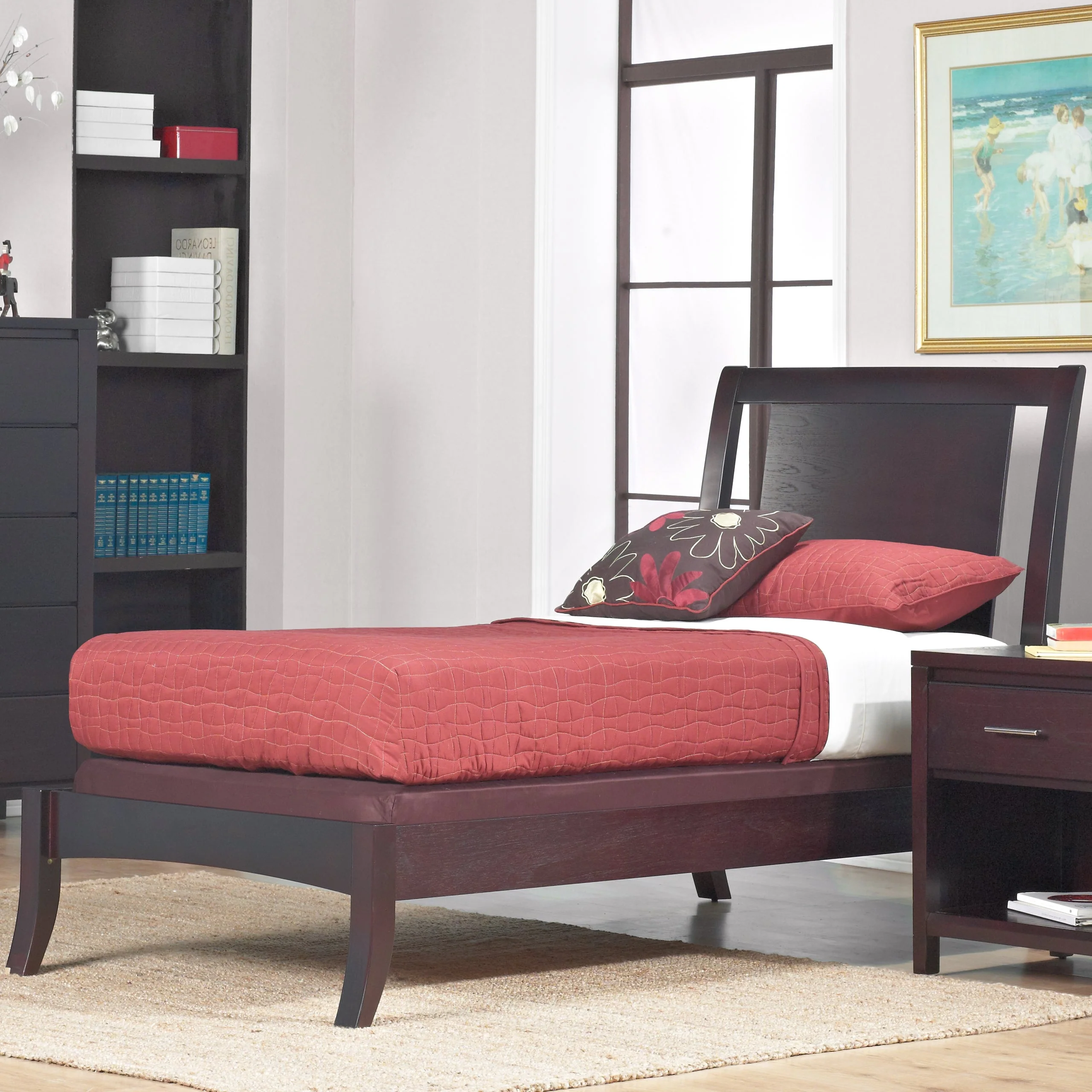 Nevis  Wood Queen Sleigh Bed in Espresso - Image 2
