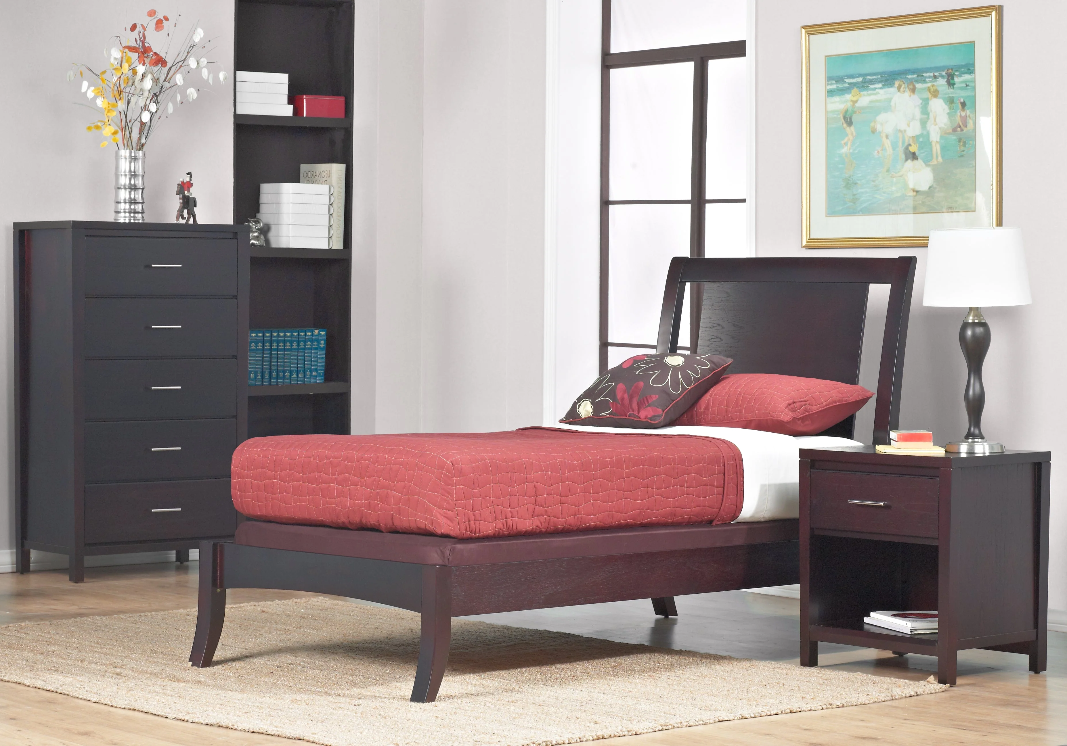 Nevis  Wood Queen Sleigh Bed in Espresso - Image 4