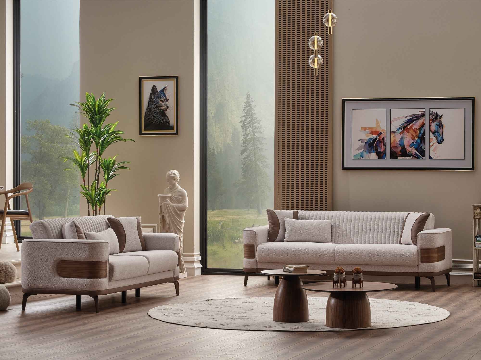 New Mood Cream Convertible Loveseat - Image 3