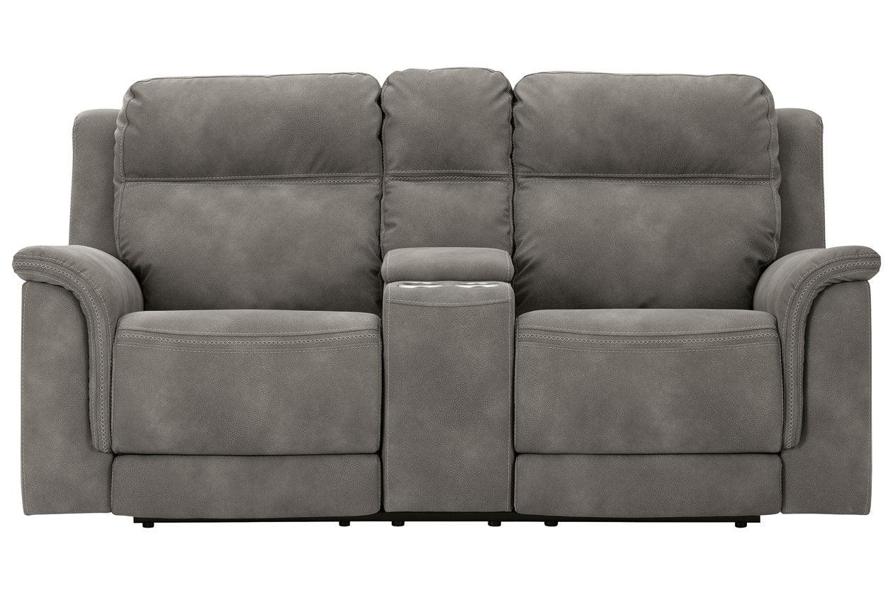 Next-Gen DuraPella Slate Dual Power Reclining Loveseat with Console - Image 4