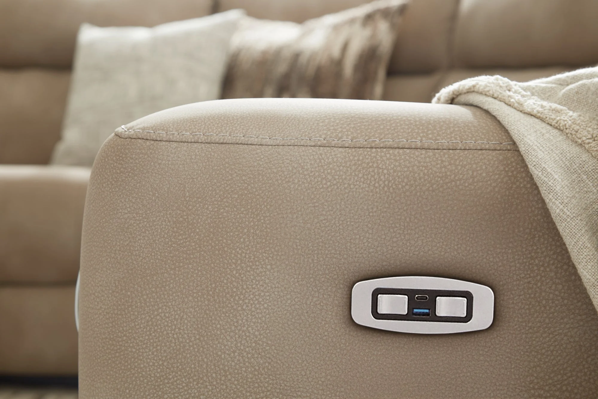 Next-Gen Sand DuraPella Power Reclining Living Room Set with Console - Image 9