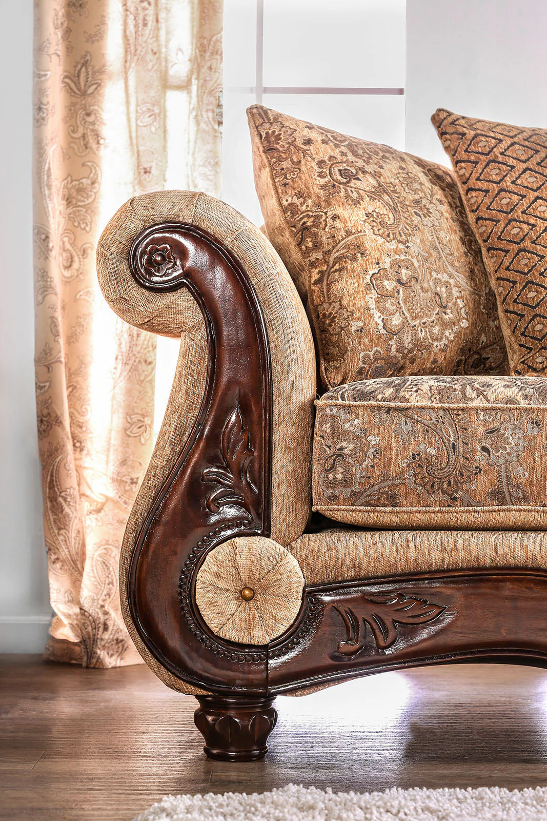 Nicanor Tan/Gold Sofa & Loveseat - Image 5