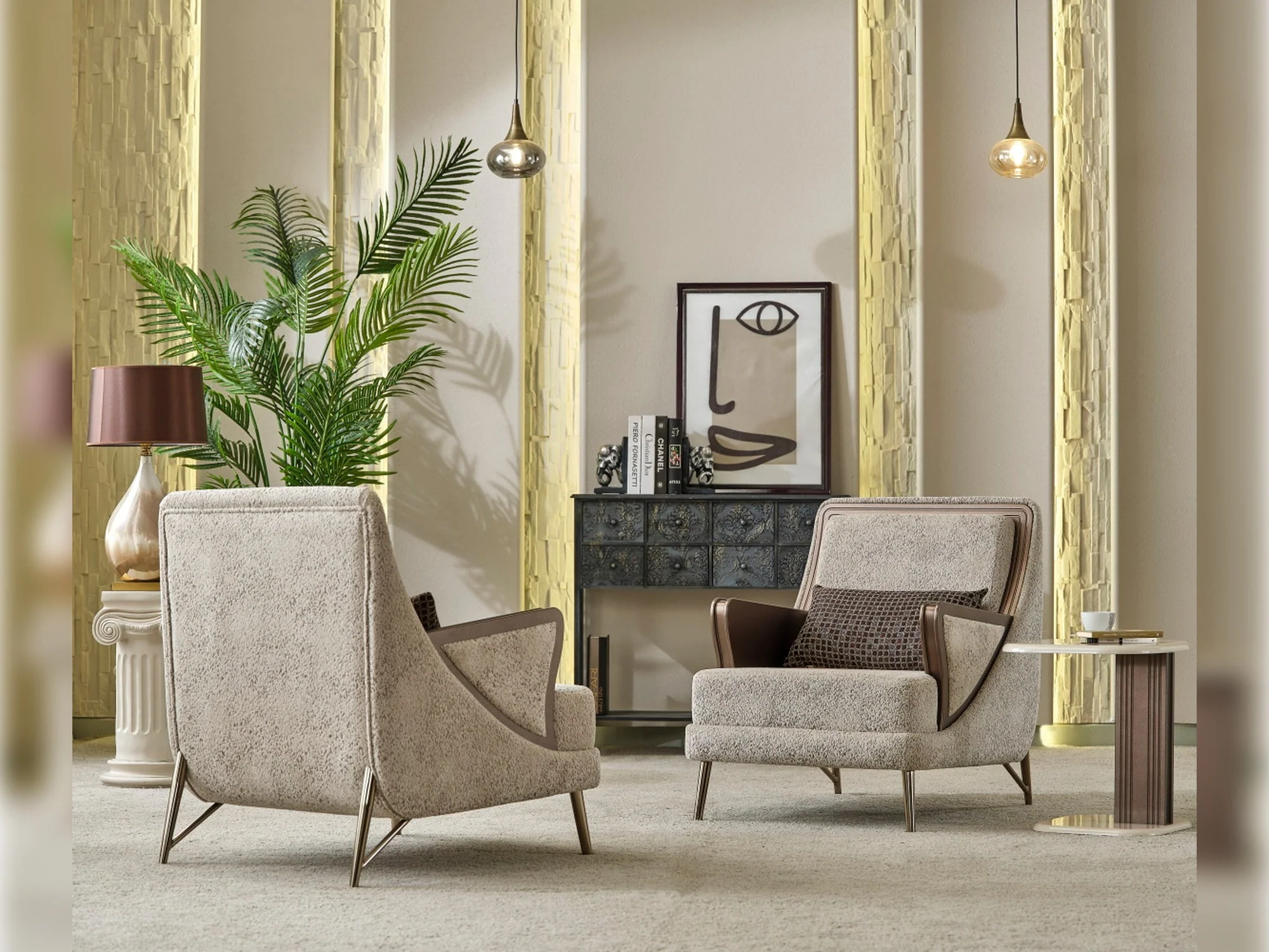 Nirvana 4-pieces (2 Four Seat Sofa & 2 Chair) Livingroom Set Beige - Image 10