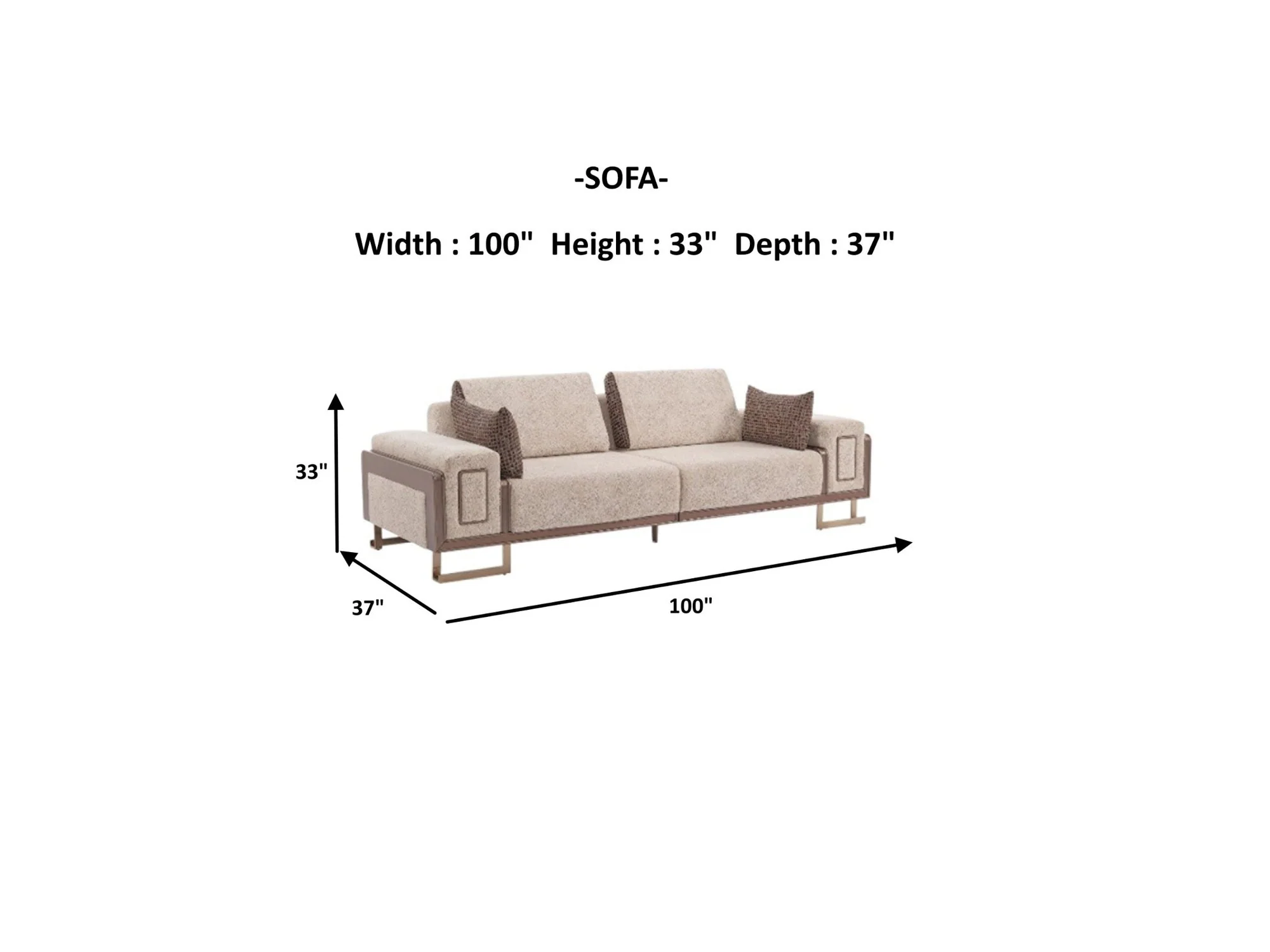 Nirvana 4-pieces (2 Four Seat Sofa & 2 Chair) Livingroom Set Beige - Image 14