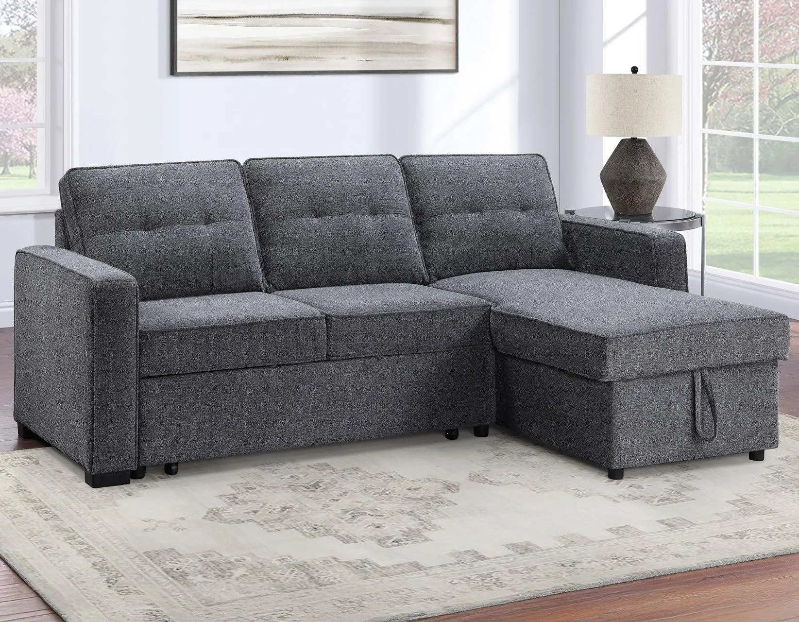 Noah Flippable, Convertible Storage Sleeper Chofa, Gray - Image 22