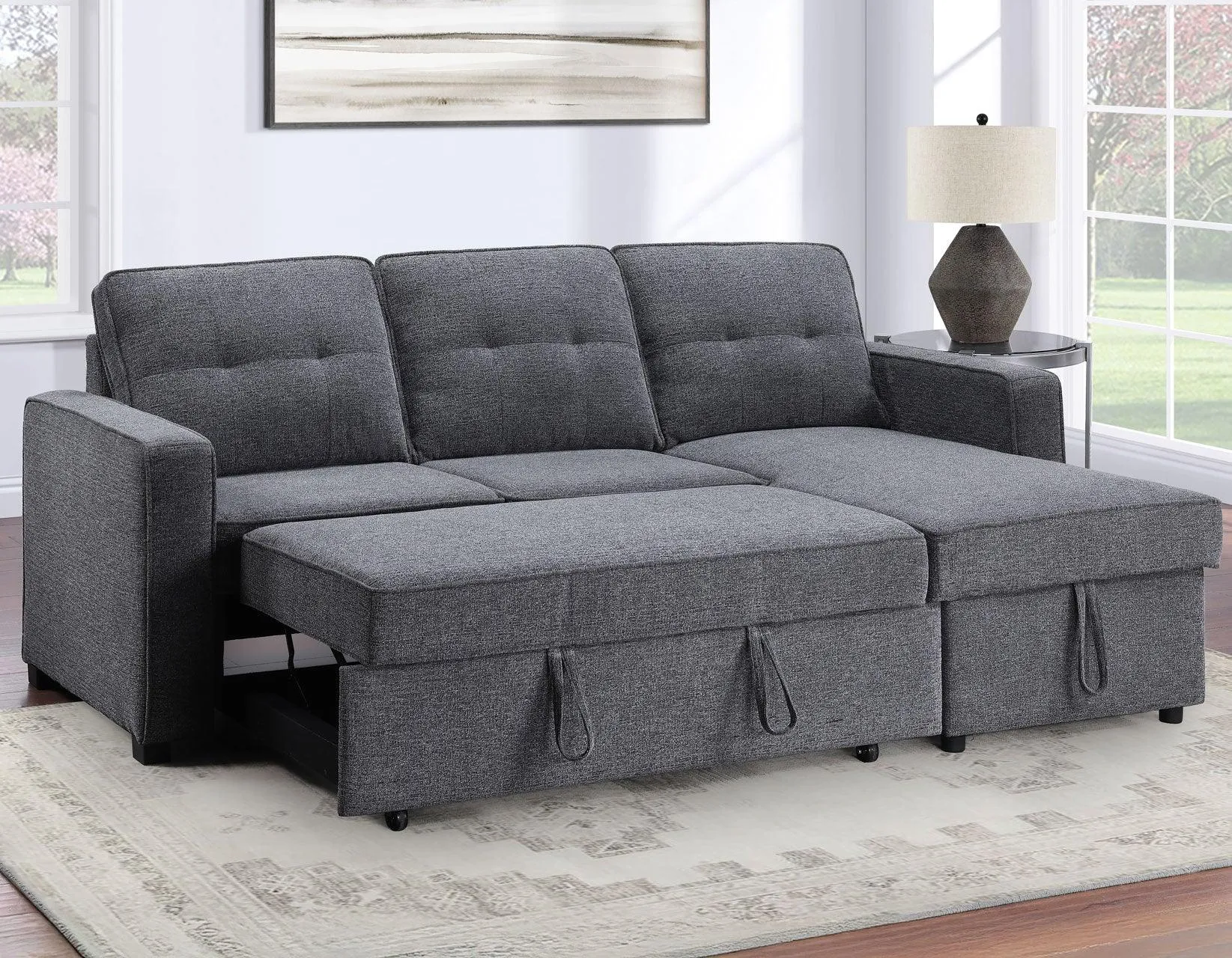 Noah Flippable, Convertible Storage Sleeper Chofa, Gray - Image 3