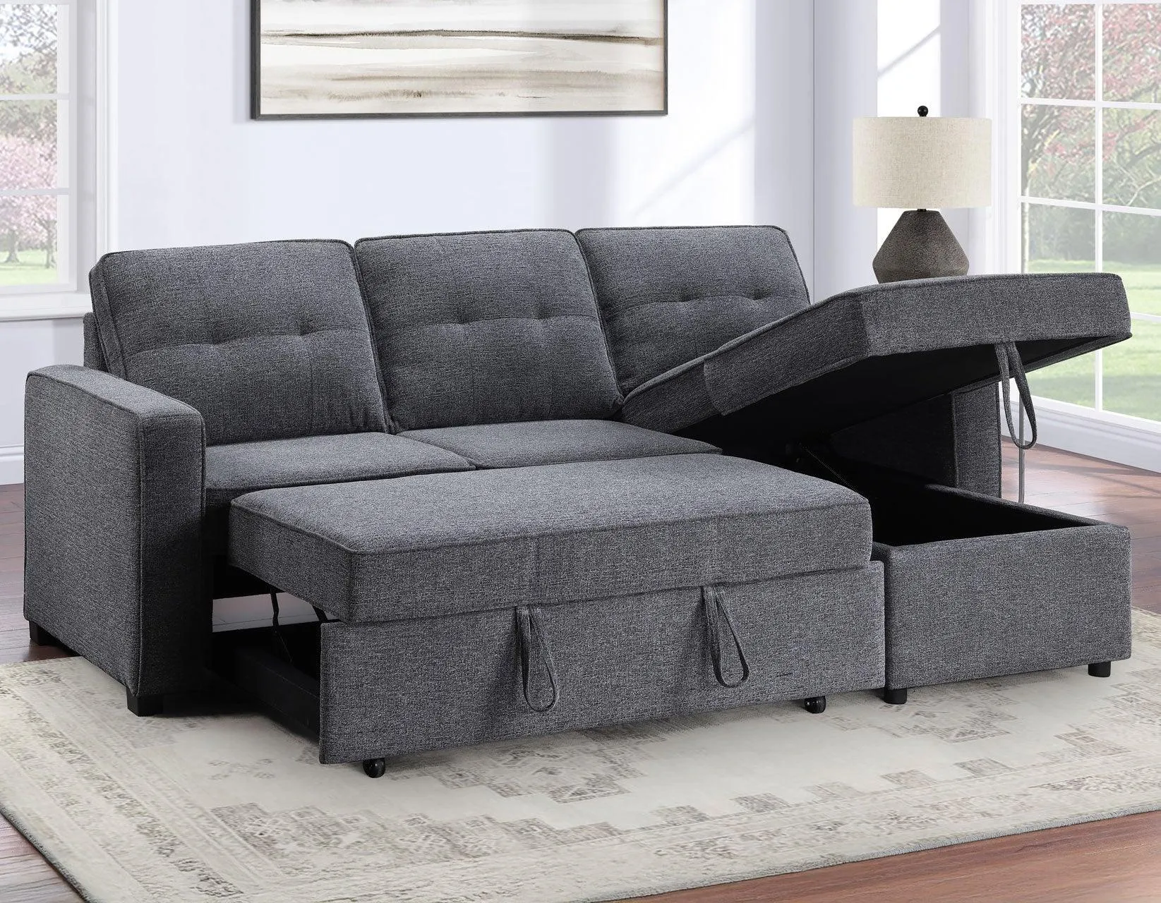 Noah Flippable, Convertible Storage Sleeper Chofa, Gray - Image 4