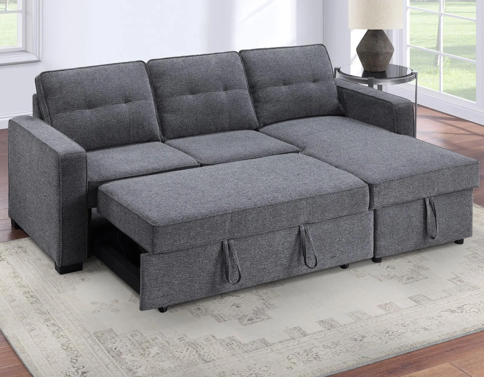 Noah Flippable, Convertible Storage Sleeper Chofa, Gray - Image 5