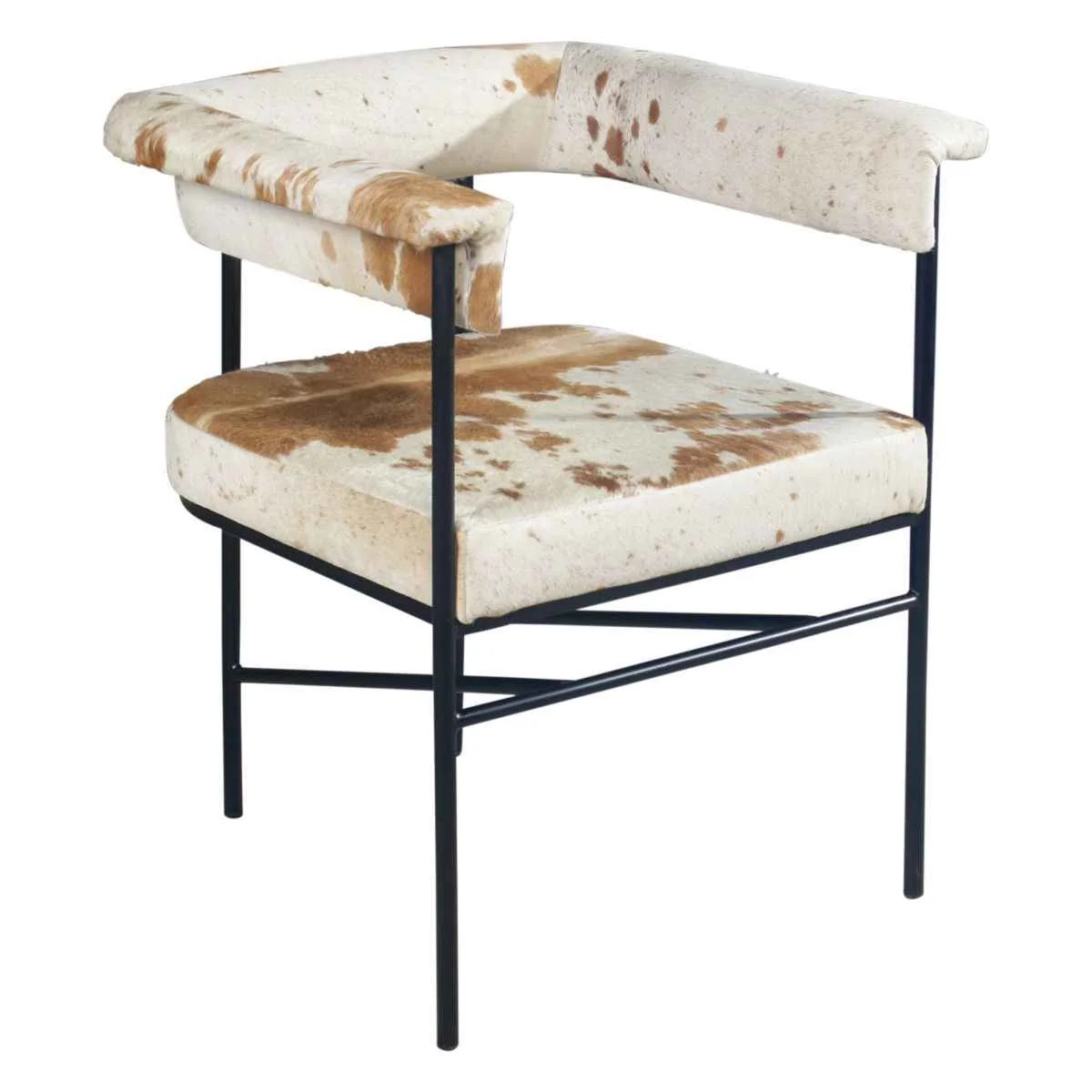 Nola 18" Dining Armchair in Nola 18" Dining Armchair in Brown Hair on Hide Leather