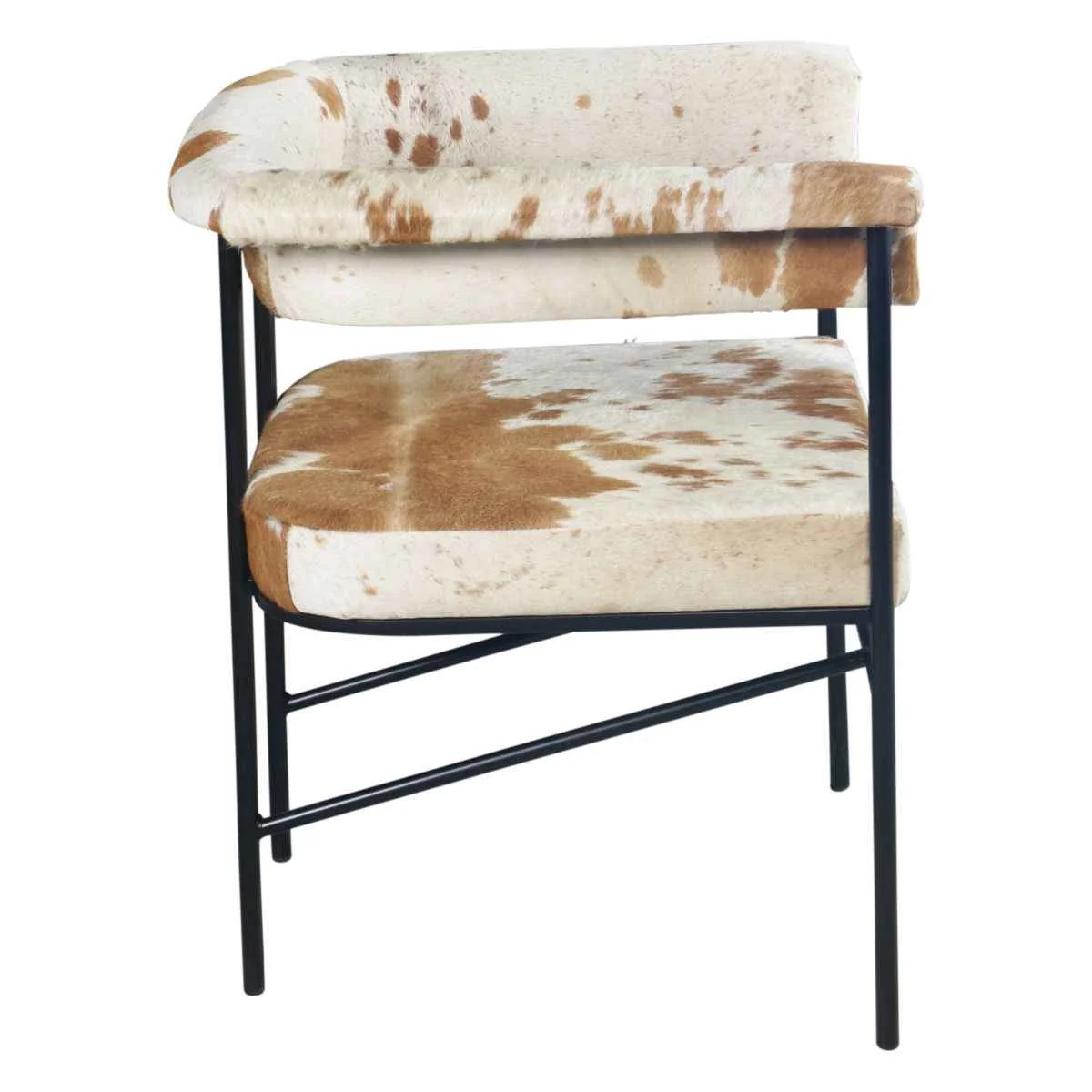 Nola 18" Dining Armchair in Nola 18" Dining Armchair in Brown Hair on Hide Leather - Image 3
