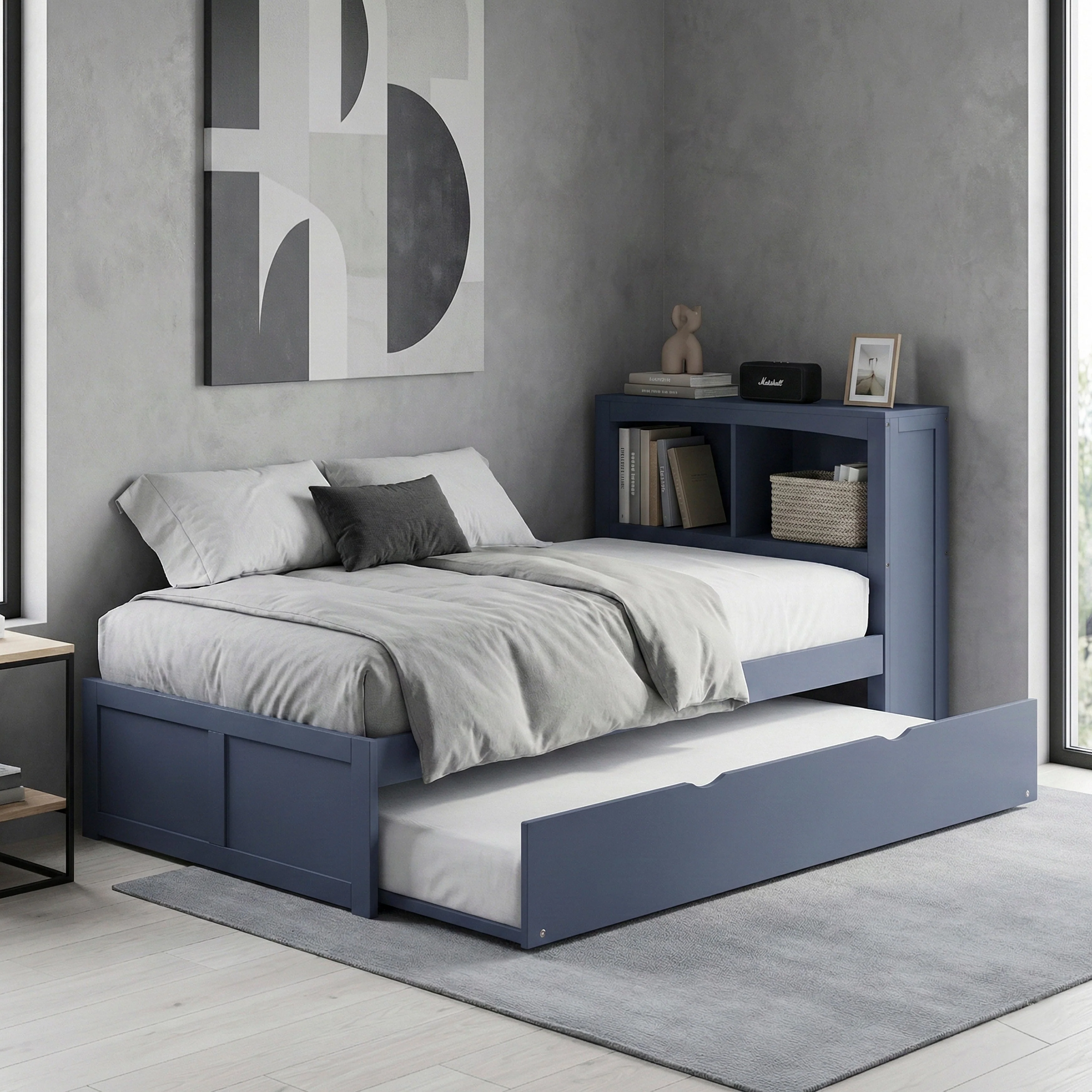 Nora Blue Twin Bookcase Platform Bed - Image 18